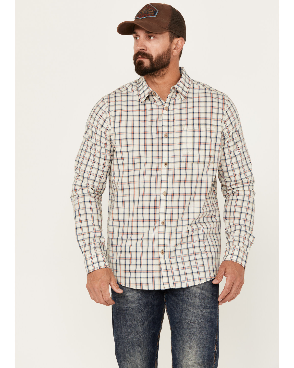 Brothers and Sons Men's Plaid Long Sleeve Button Down Western Shirt