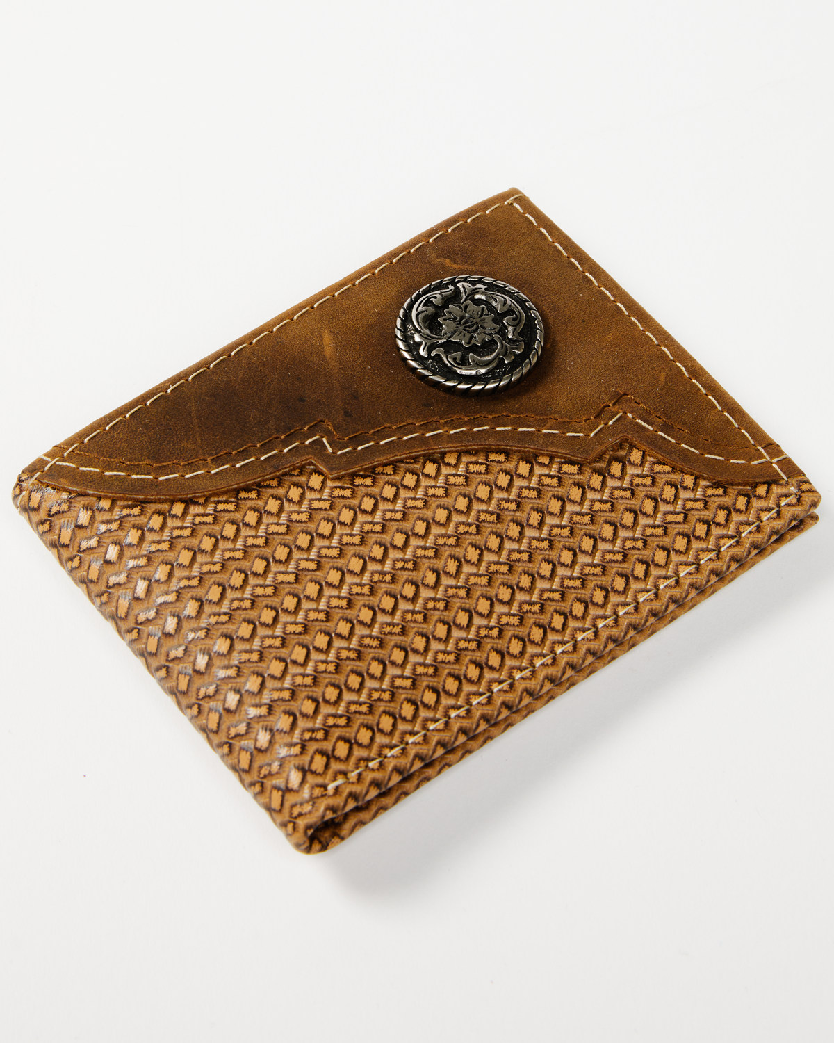 Cody James Men's Brown Bi-Fold Basket Weave Leather Wallet