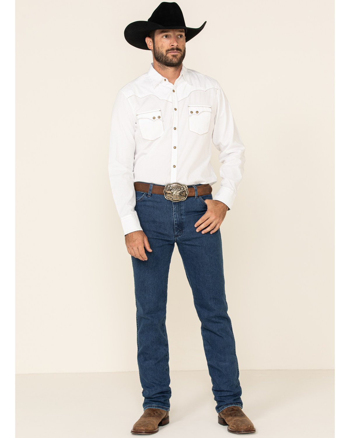 Wrangler Men's Active Flex Stonewash Slim Cowboy Cut Jeans