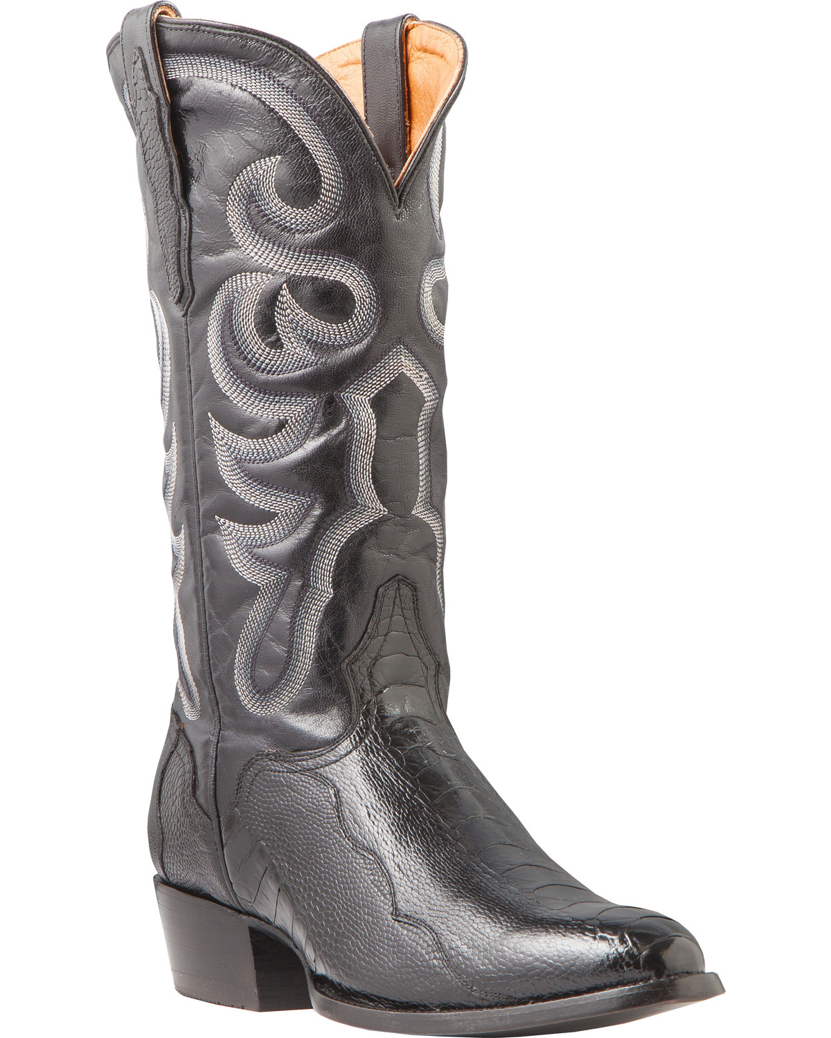 El Dorado Men's Handmade Ostrich Leg Western Boots - Medium Toe