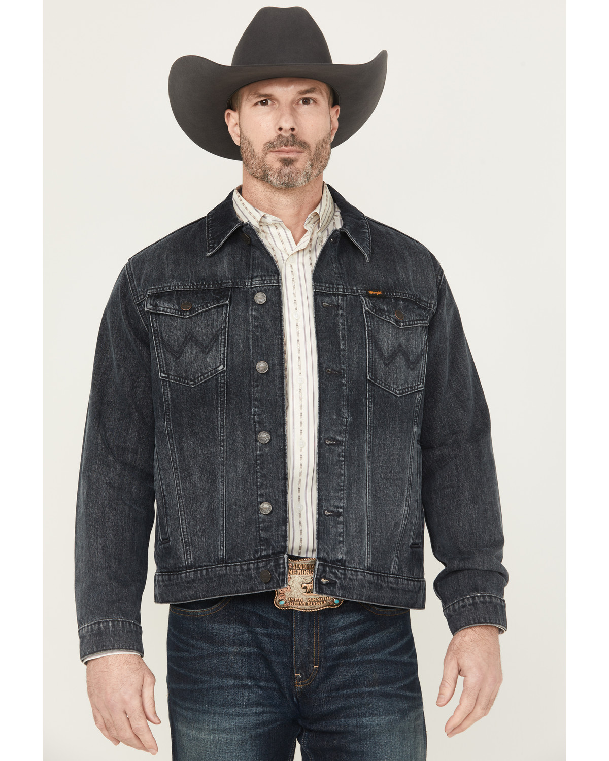Wrangler Retro Men's Dark Wash Button-Down Denim Jacket