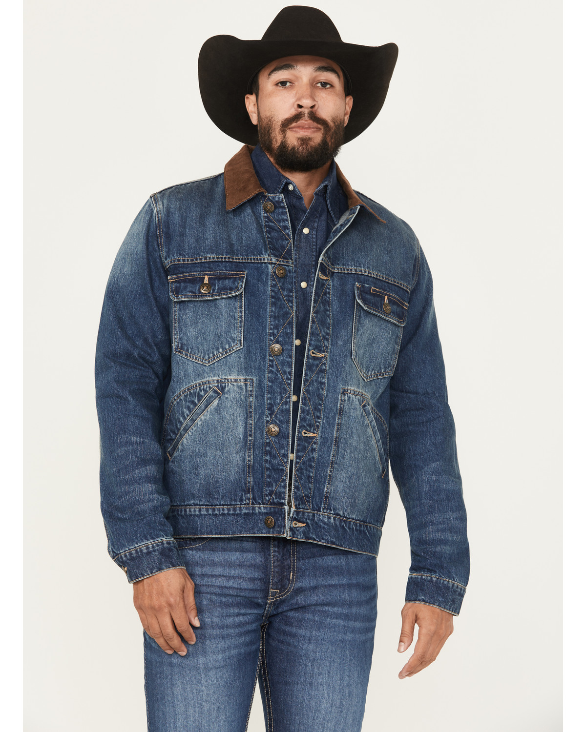 Blue Ranchwear Men's Canyon Corduroy Collar Denim Jacket