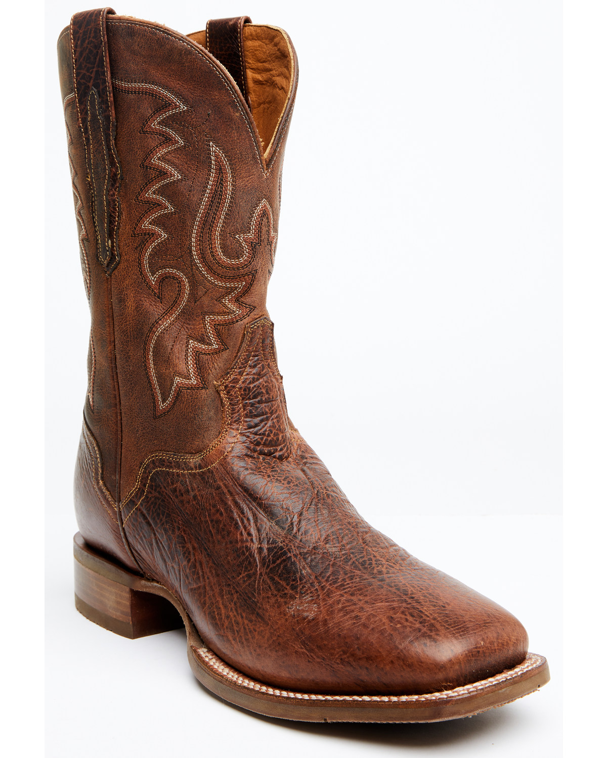 El Dorado Men's Rust Bison Western Boots - Broad Square Toe