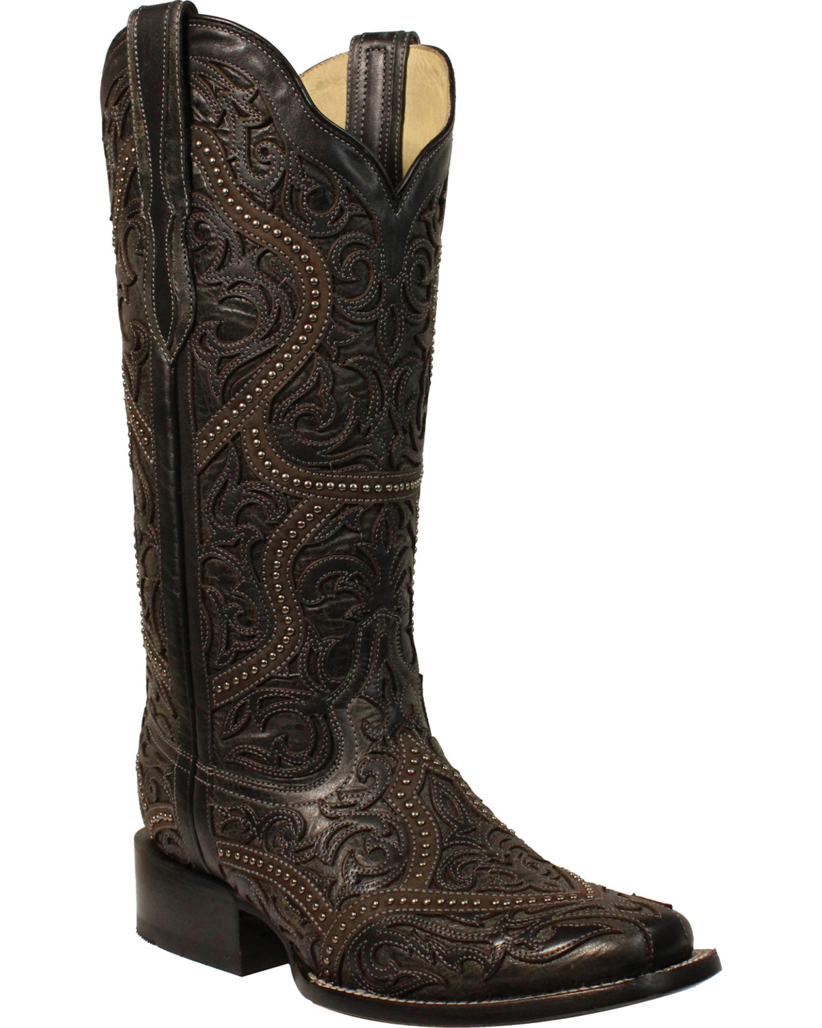 women's black square toe cowboy boots