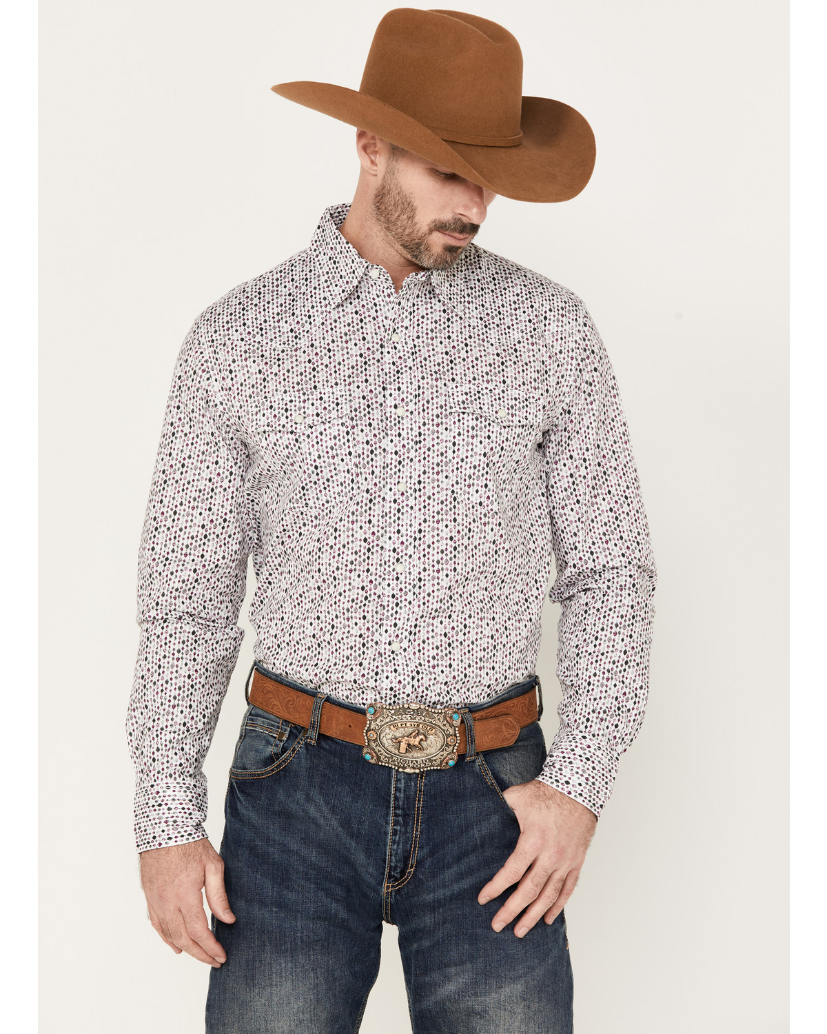 Wrangler 20X Men's Geo Print Long Sleeve Snap Western Shirt