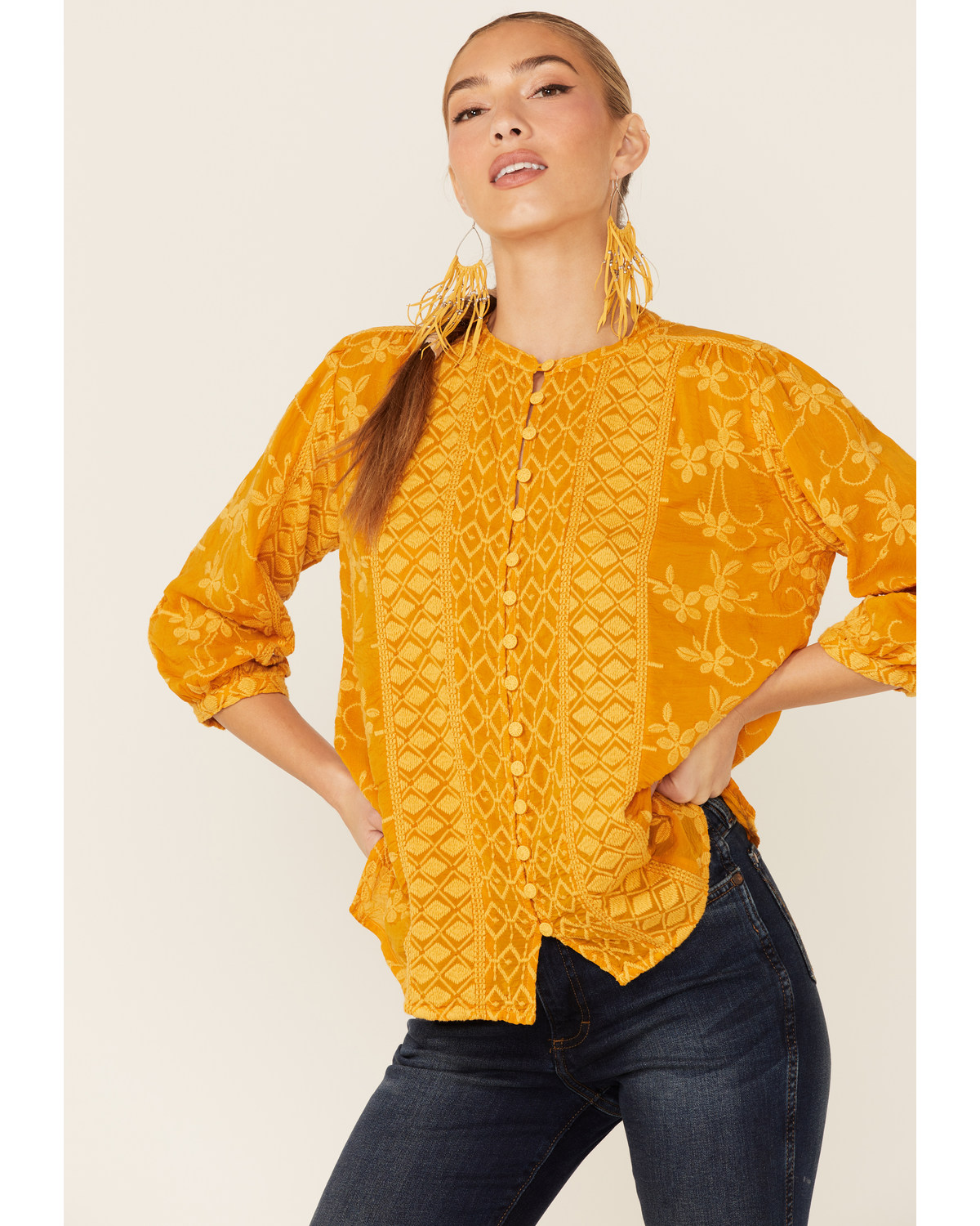 Johnny Was Women's Ciaga Phoebe Button Down Top