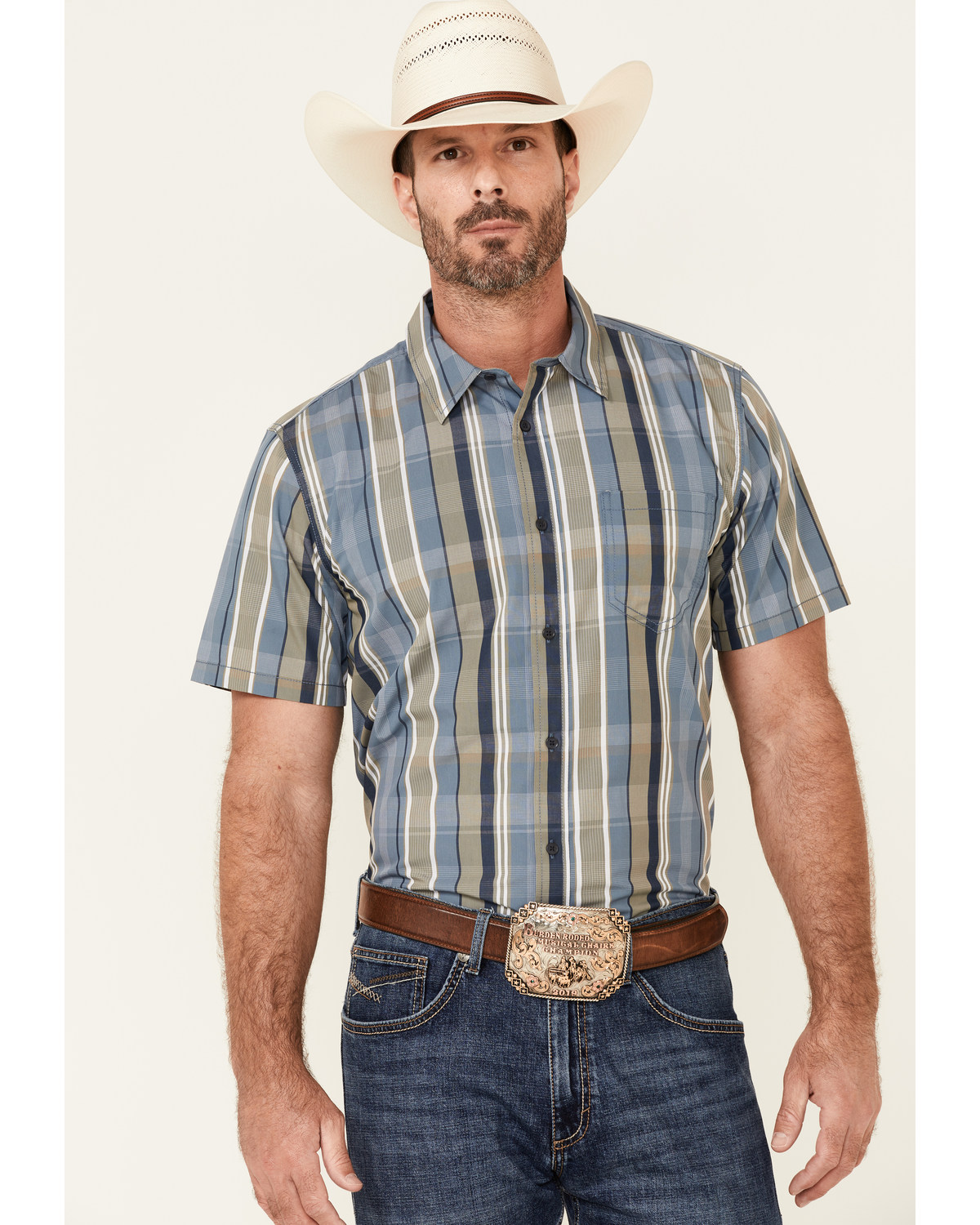 Gibson Men's Echo Plaid Print Short Sleeve Button Down Western Shirt