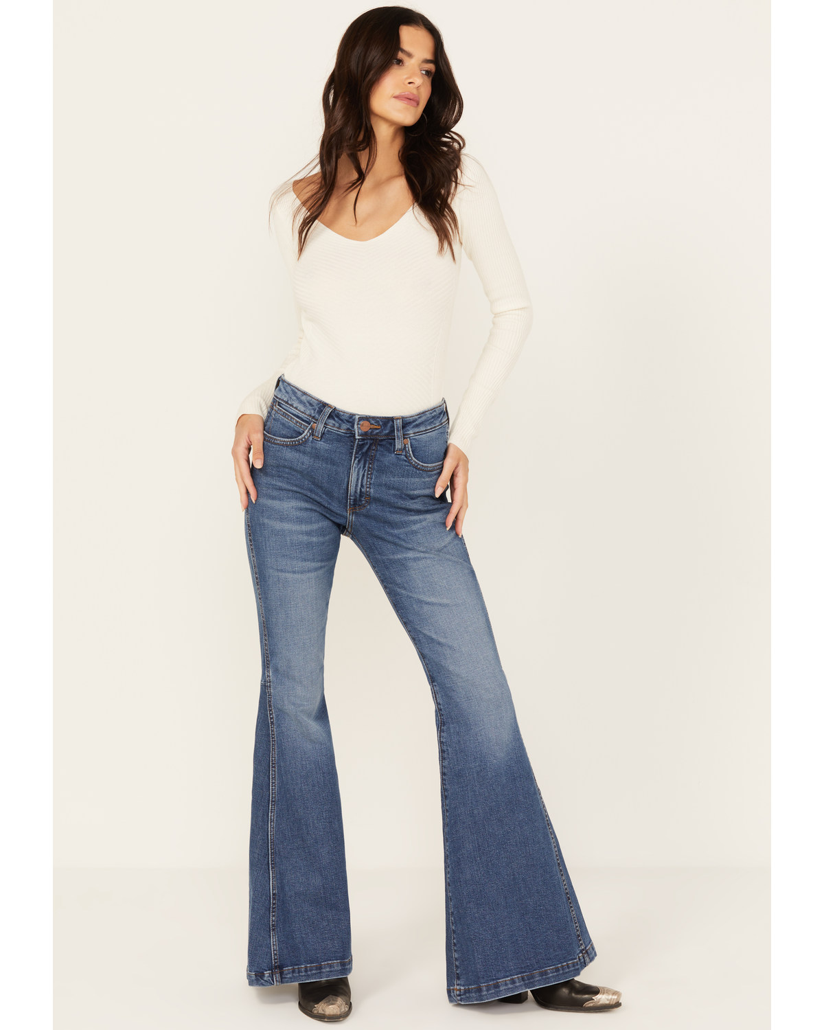 Wrangler Retro Women's Medium Wash High Rise Flare Jeans