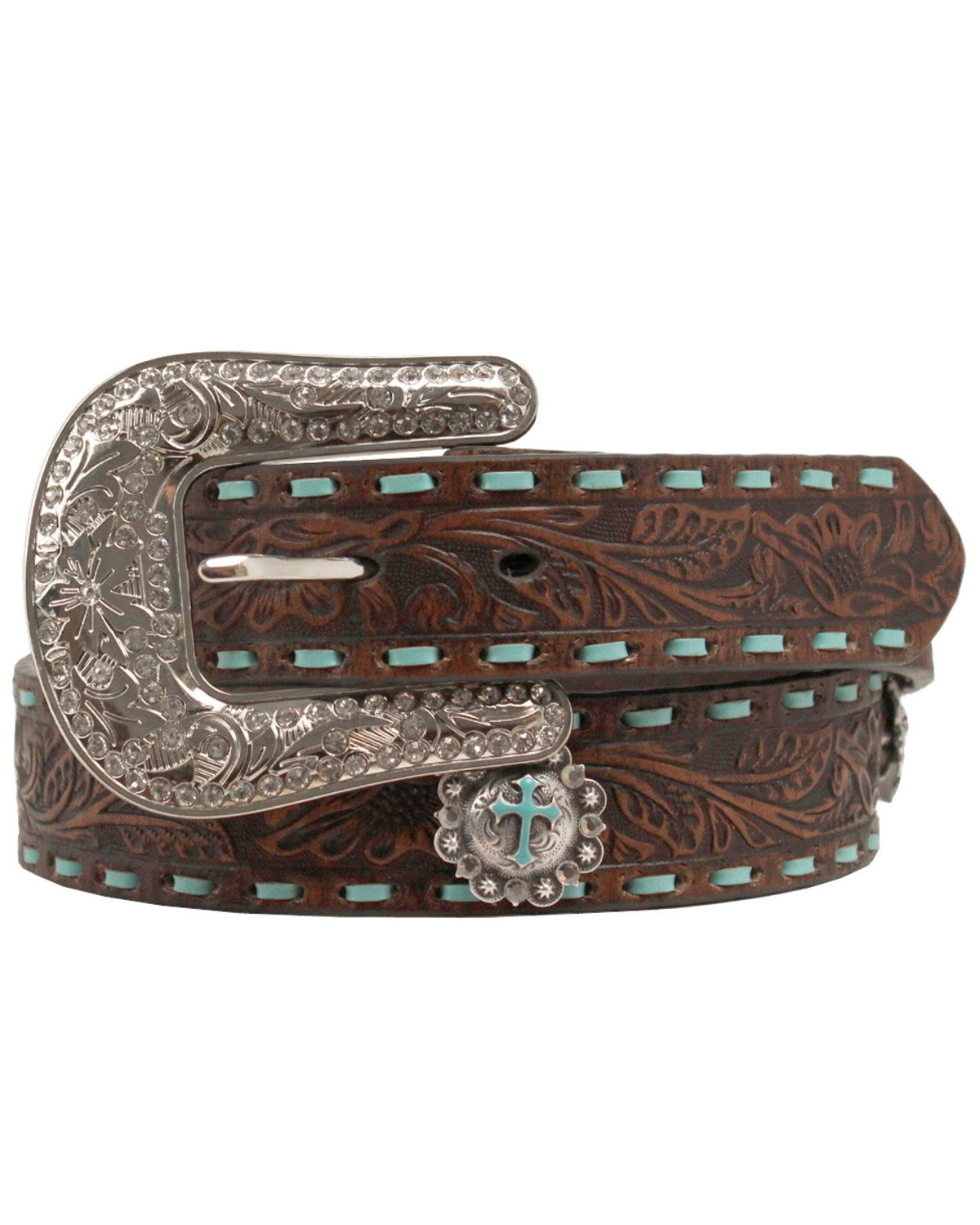 Nocona Embellished Turquoise Cross Concho Belt Boot Barn