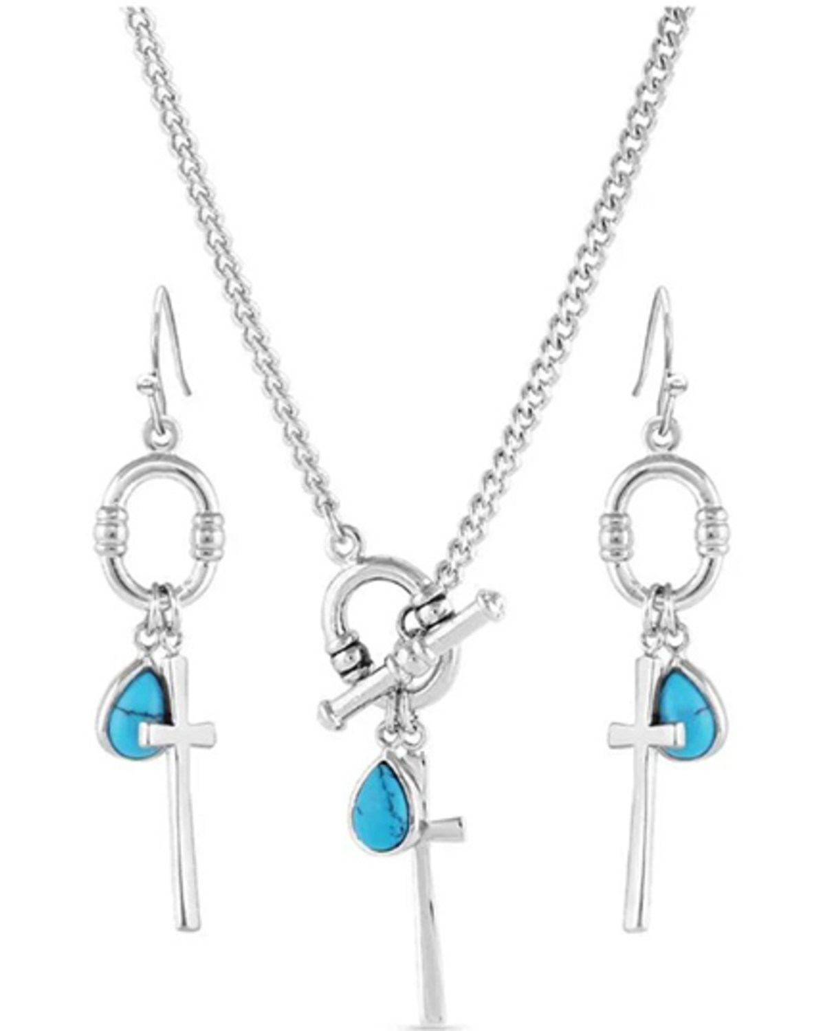 Montana Silversmiths Women's Charms of Faith Turquoise Cross Jewelry Set