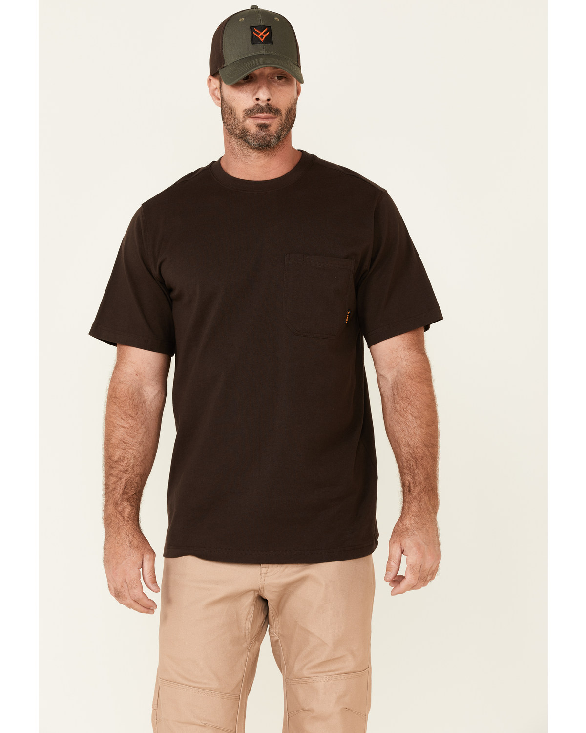 Hawx Men's Solid Dark Brown Forge Short Sleeve Work Pocket T-Shirt