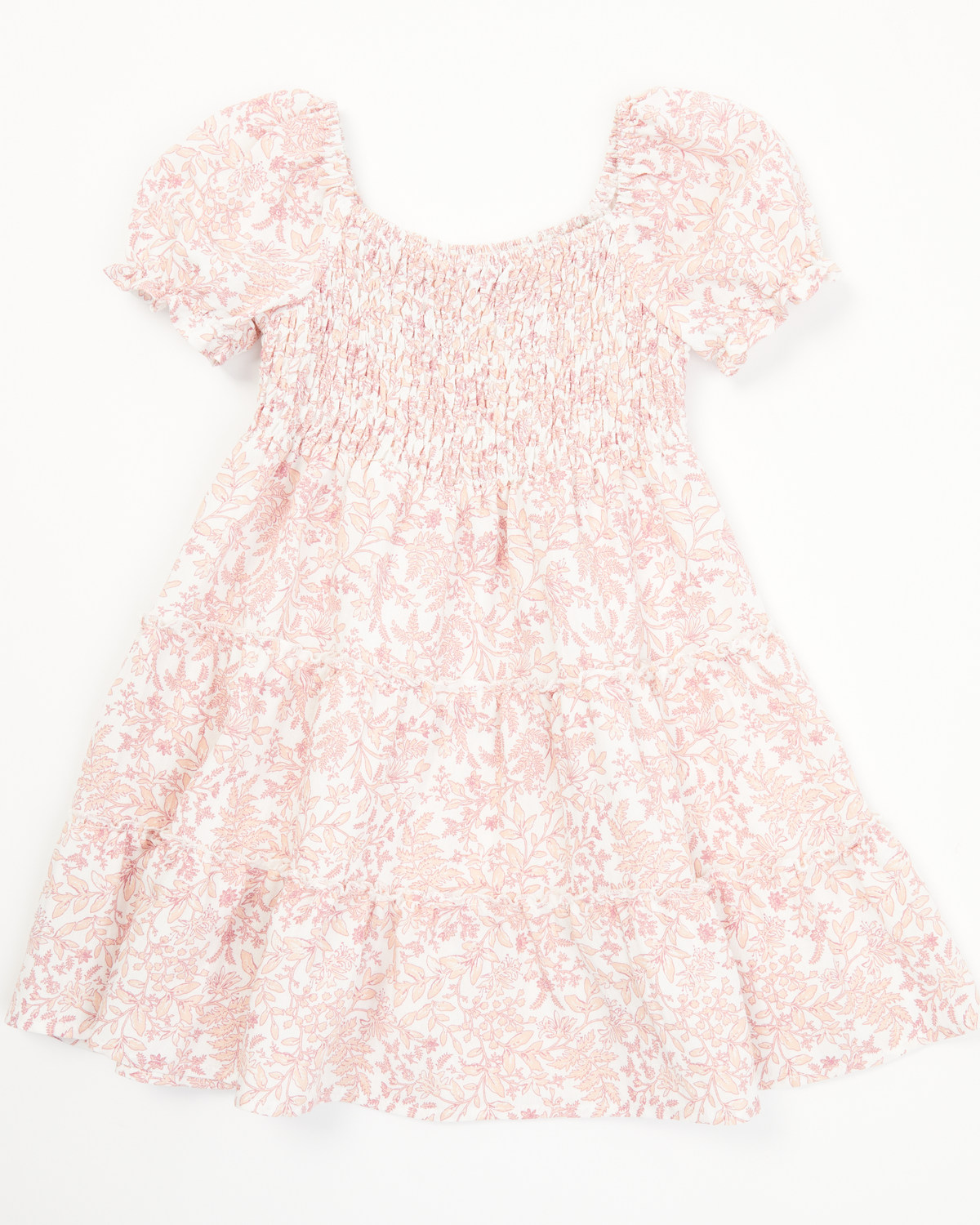 Yura Toddler Girls' Floral Print Short Puff Sleeve Dress