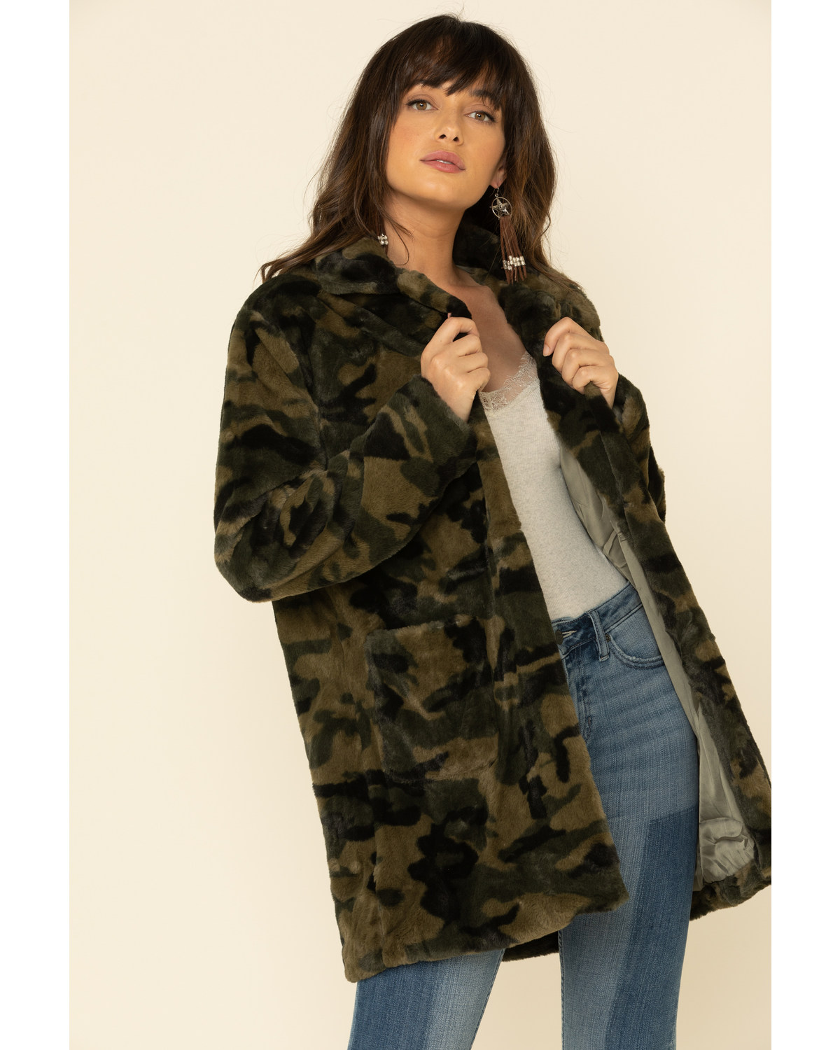 camo faux fur lined parka