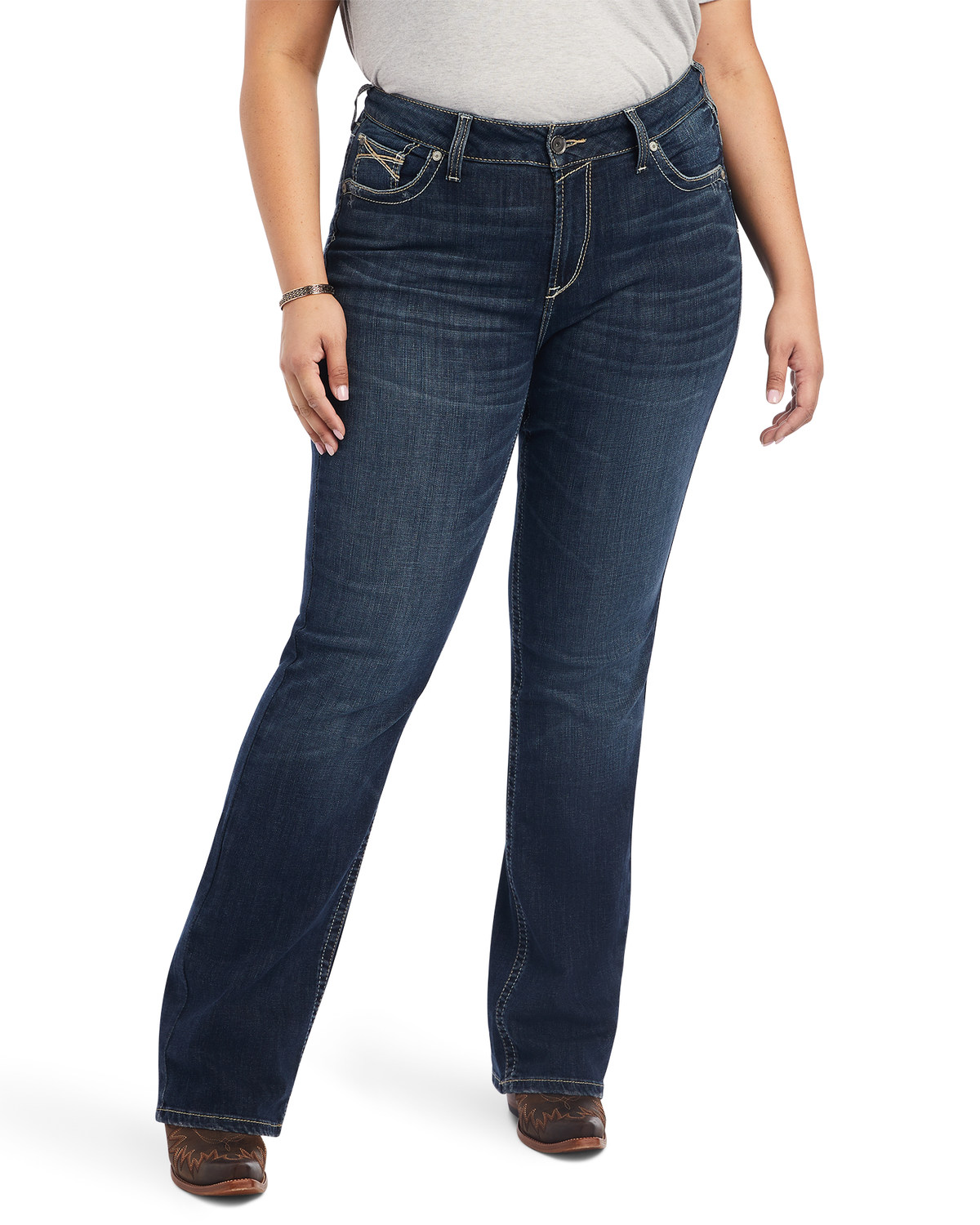 Ariat Women's R.E.A.L. Medium Wash Mid Rise Lexi Slim Stretch Bootcut Jeans - Plus