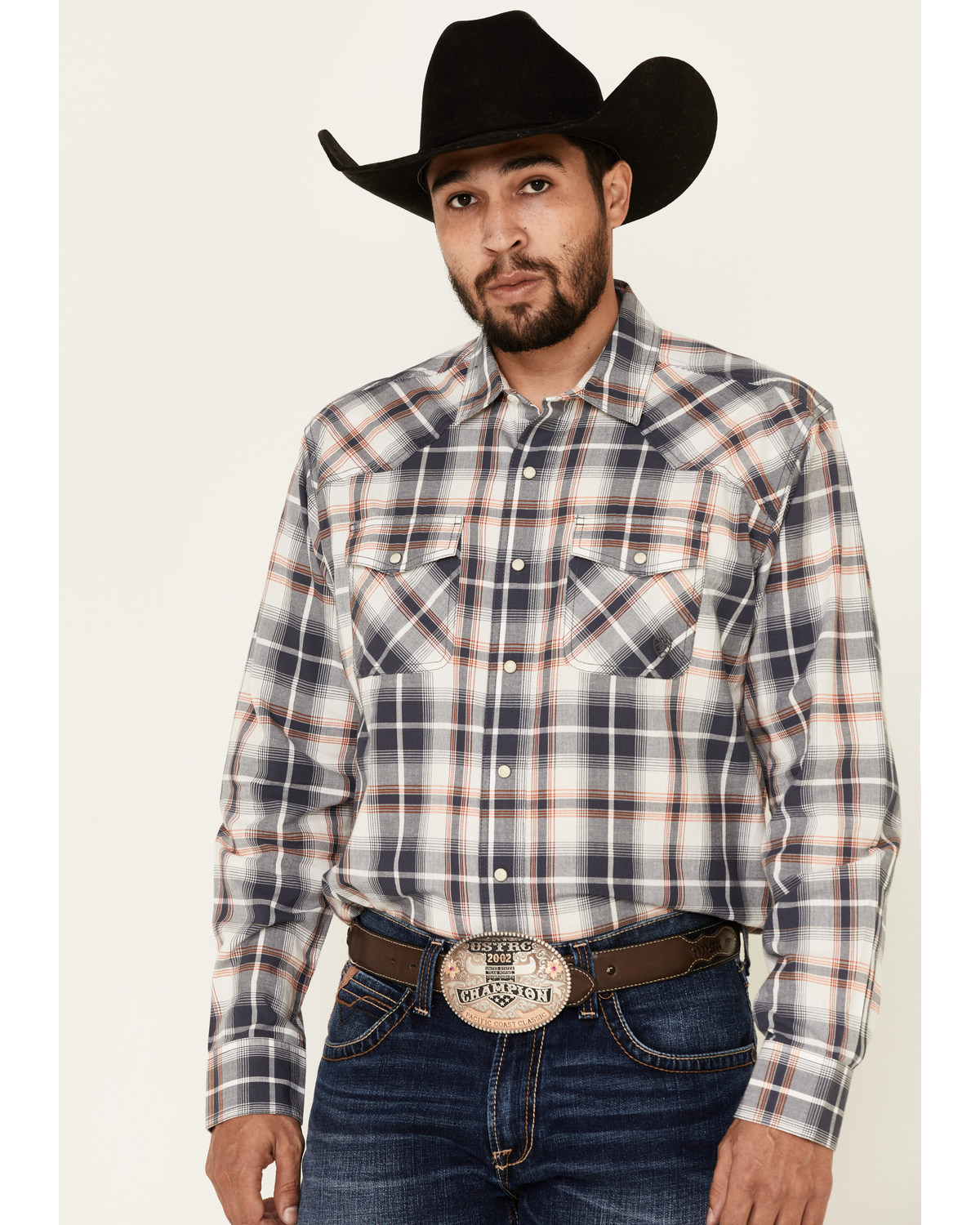 Ariat Men's Retro Adam Large Plaid Print Long Sleeve Western Shirt