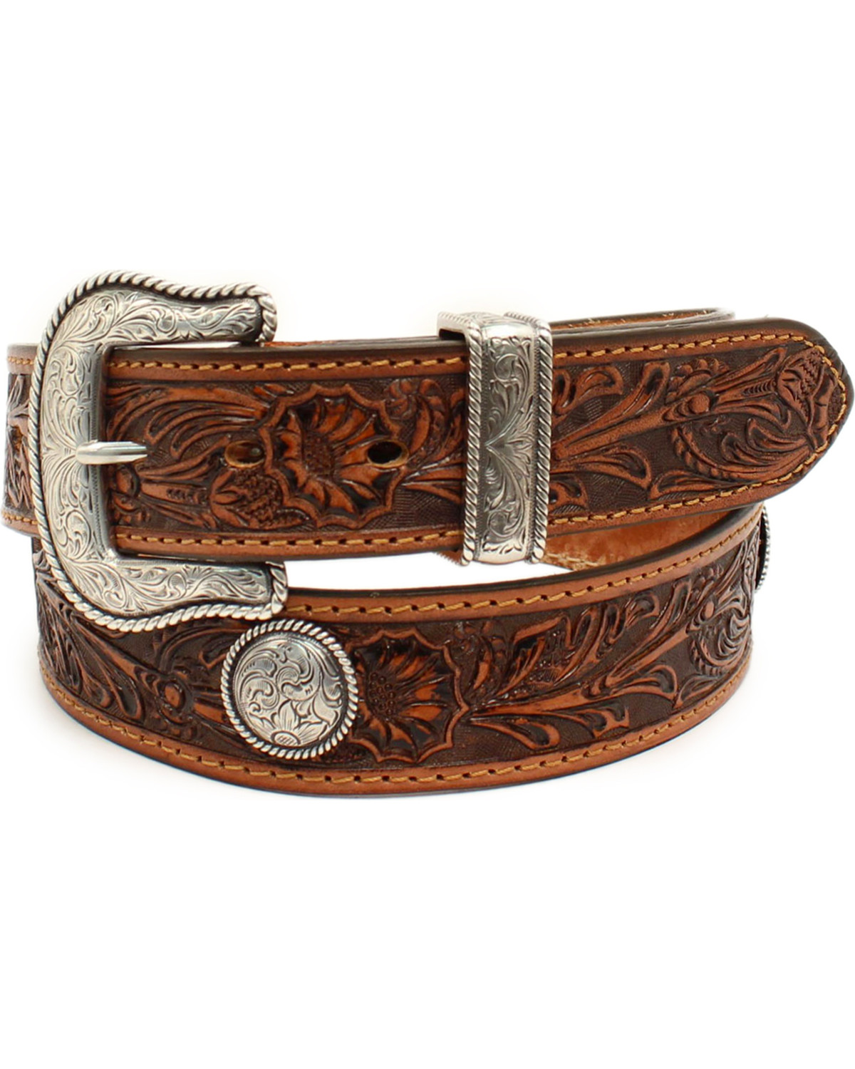 Nocona Men S Pendleton Floral Embossed Concho Leather Belt Boot Barn