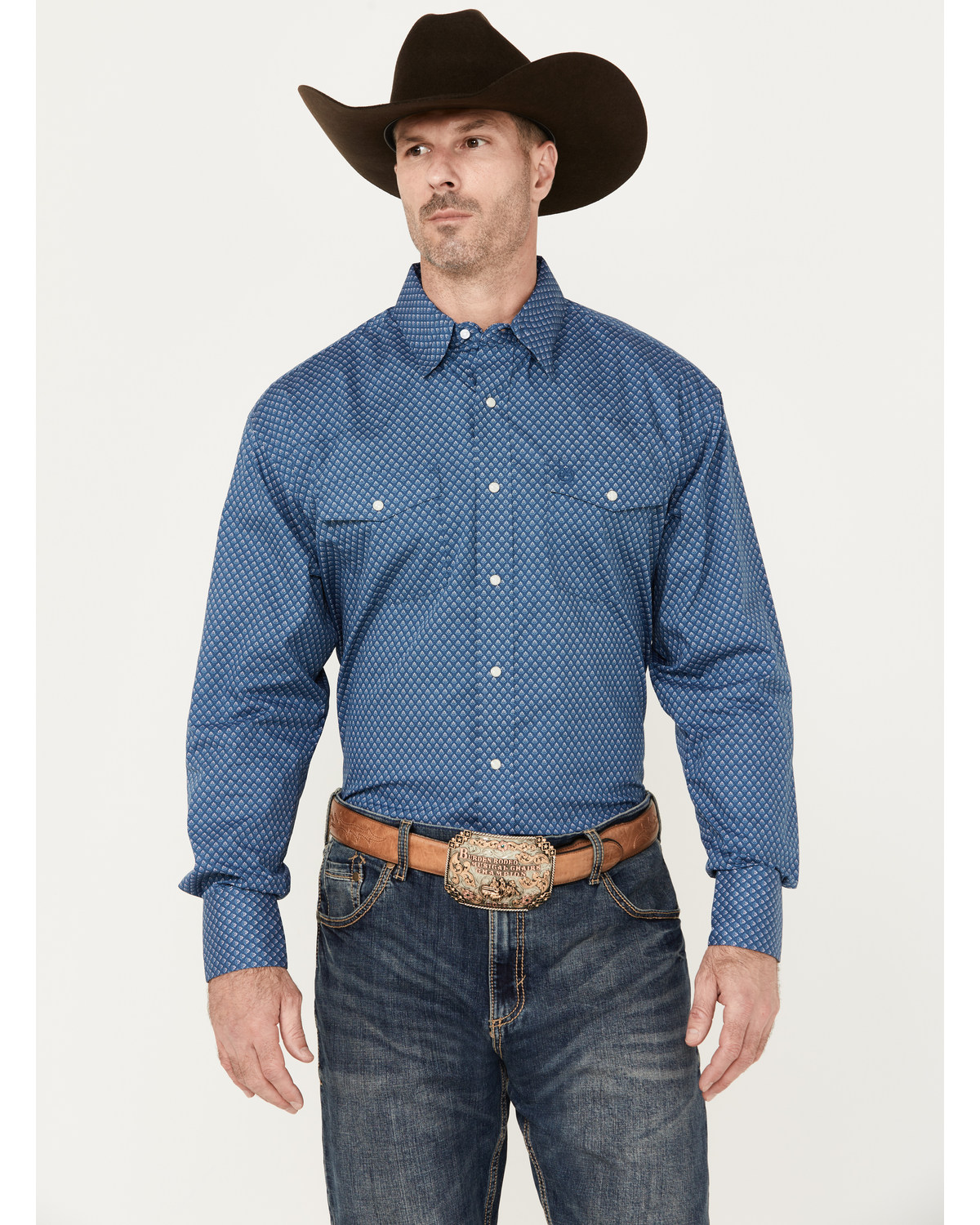 George Strait by Wrangler Men's Floral Print Long Sleeve Snap Western Shirt