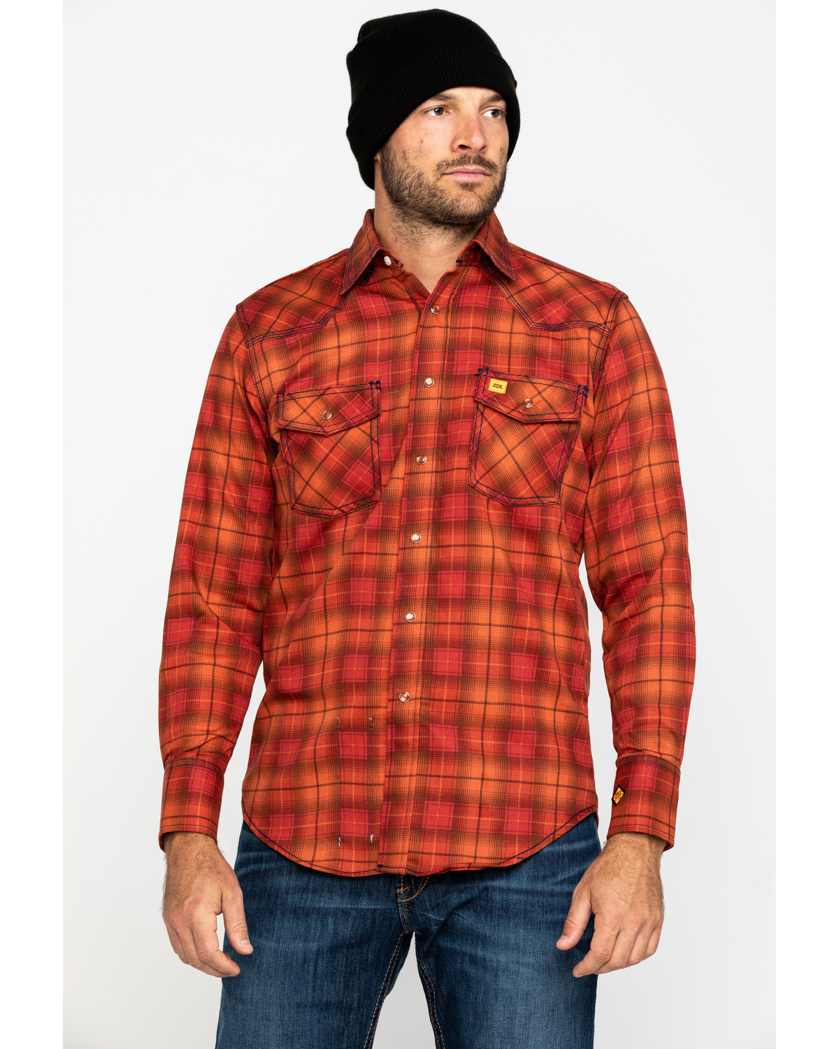 Orange plaid shirt mens clearance