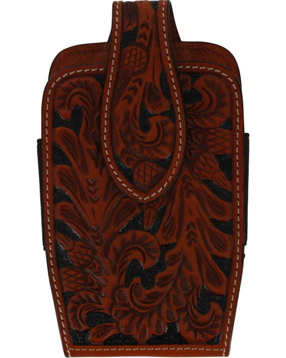 M & F Western Men's Tooled Leather Cell Phone Holder Clip-On Case