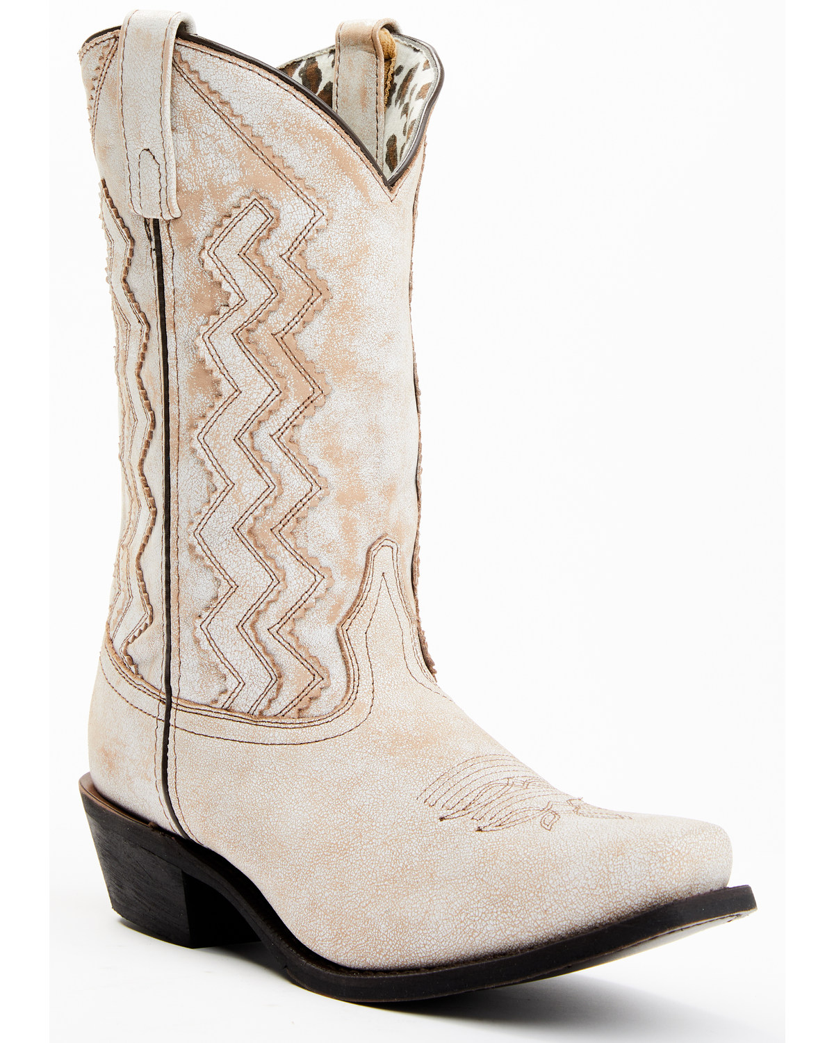 Laredo Women's Rustic Bone Overlay Western Boots - Square Toe