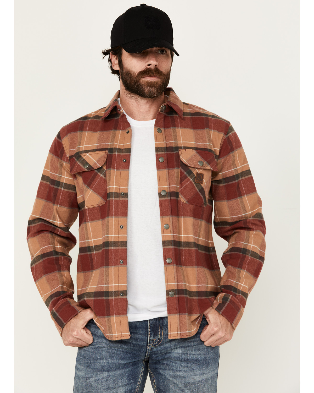 Brixton Men's Bowery Heavyweight Plaid Print Long Sleeve Snap Stretch Flannel Shirt