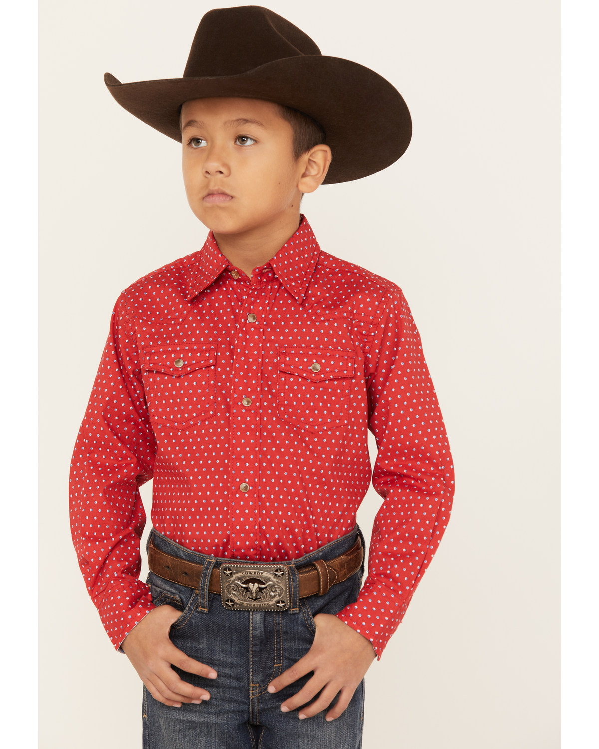 Wrangler 20x Boys' Geo Print Long Sleeve Western Snap Shirt