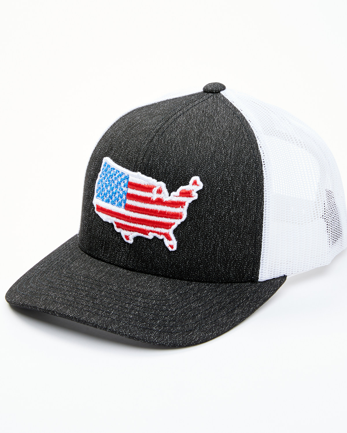 Oil Field Hats Men's Black & White American Flag US Patch Mesh-Back Ball Cap