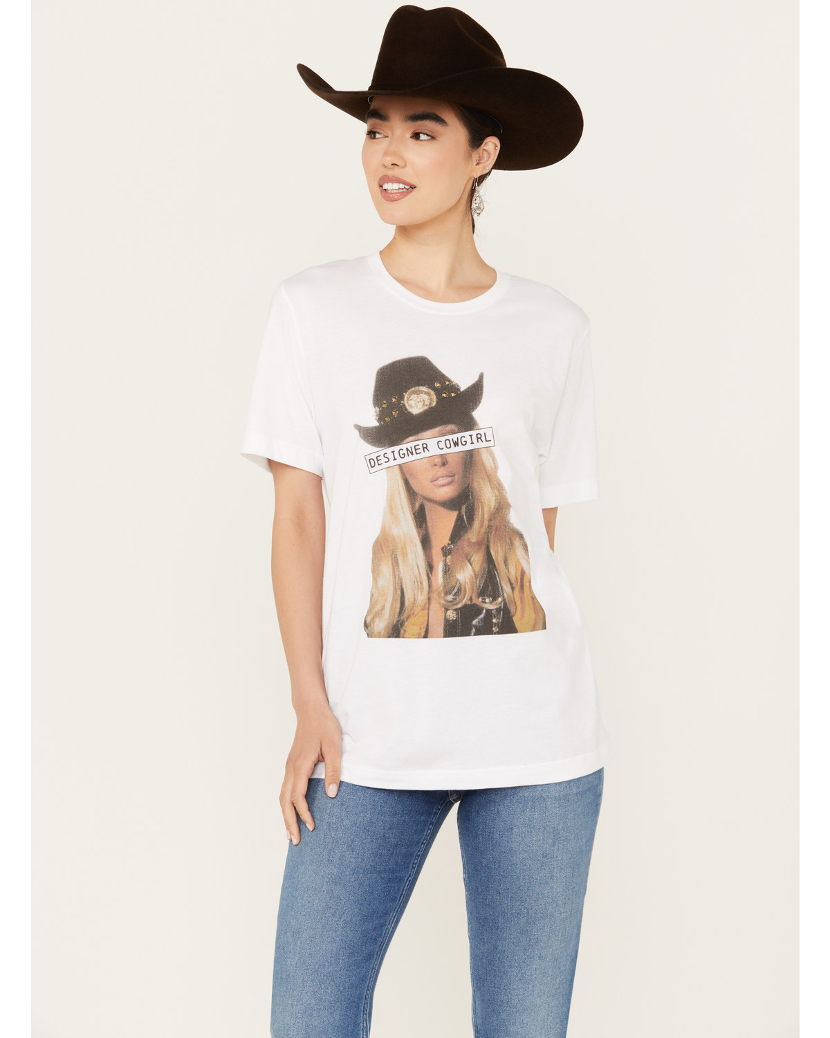 Gina Tees Women's Embellished Designer Cowgirl Graphic Tee