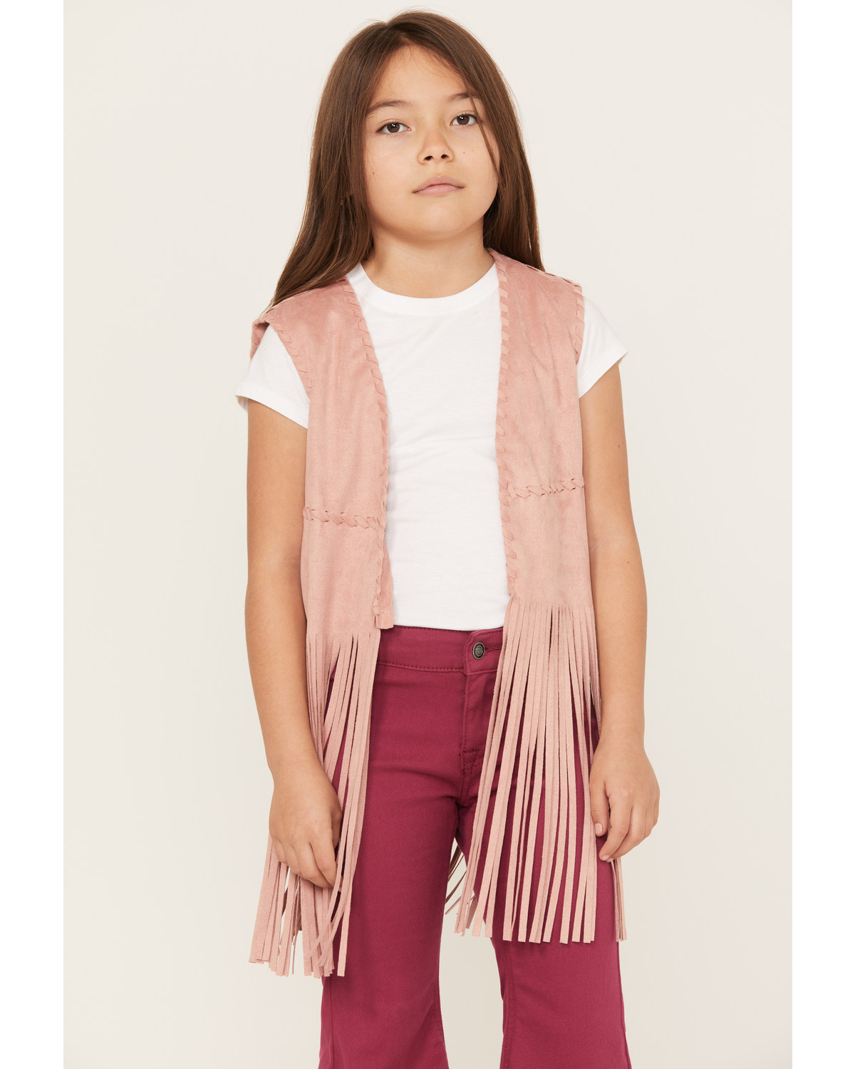 Fornia Girls' Fringe Faux Suede Vest