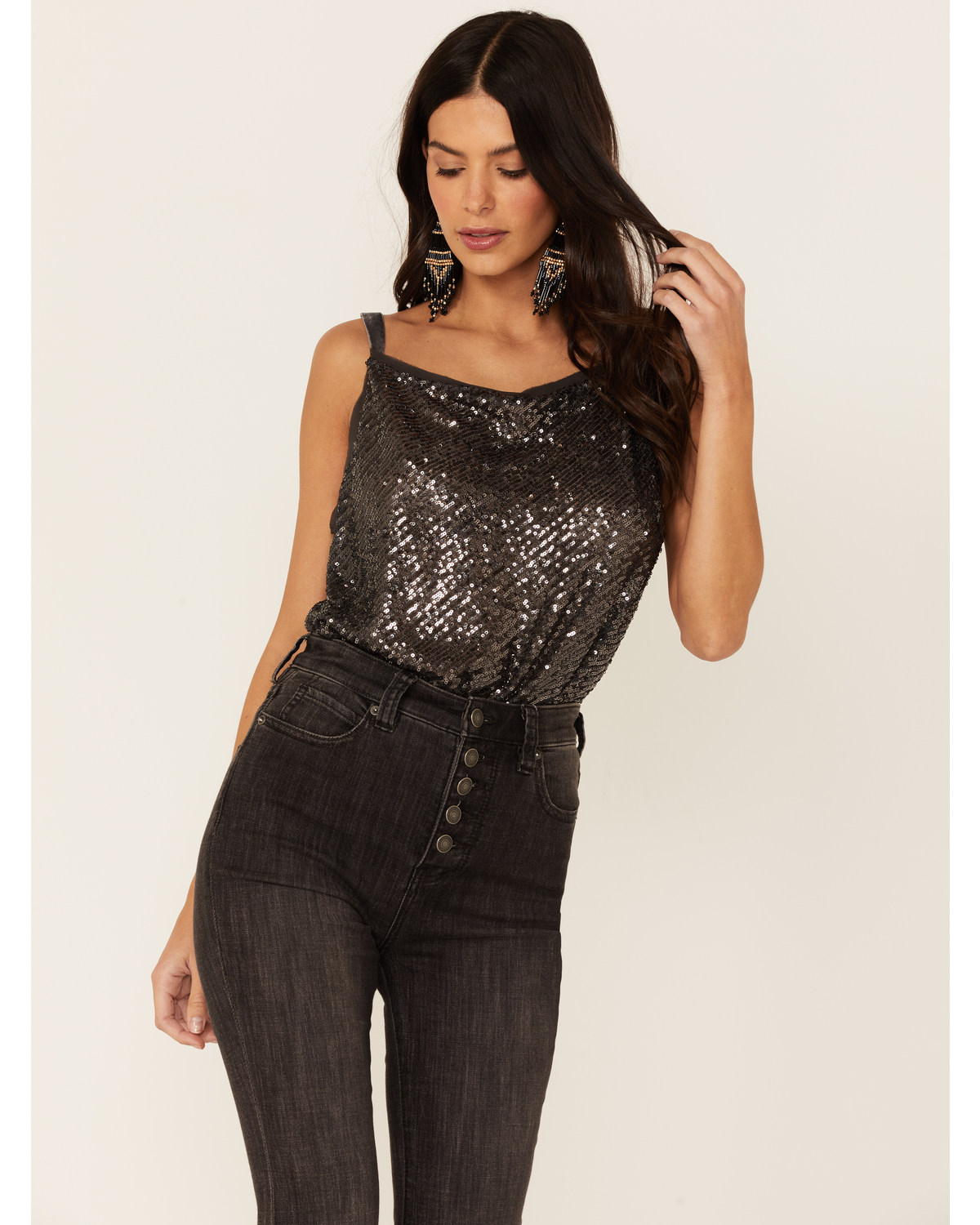 Free People Women's Shimmer & Shine Sequins Bodysuit