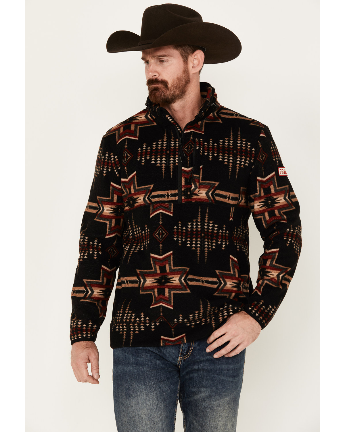 Powder River Outfitters by Panhandle Men's Pro Southwestern Print 1/4 Zip Performance Pullover