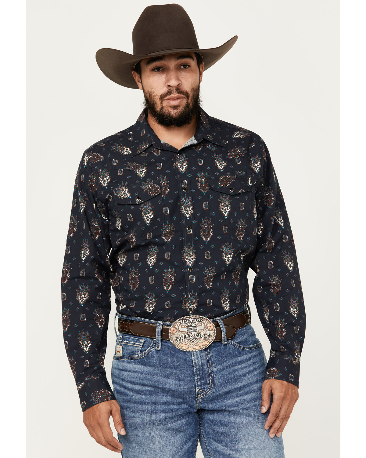 Gibson Trading Co Men's Mardi Gras Print Long Sleeve Snap Western Shirt