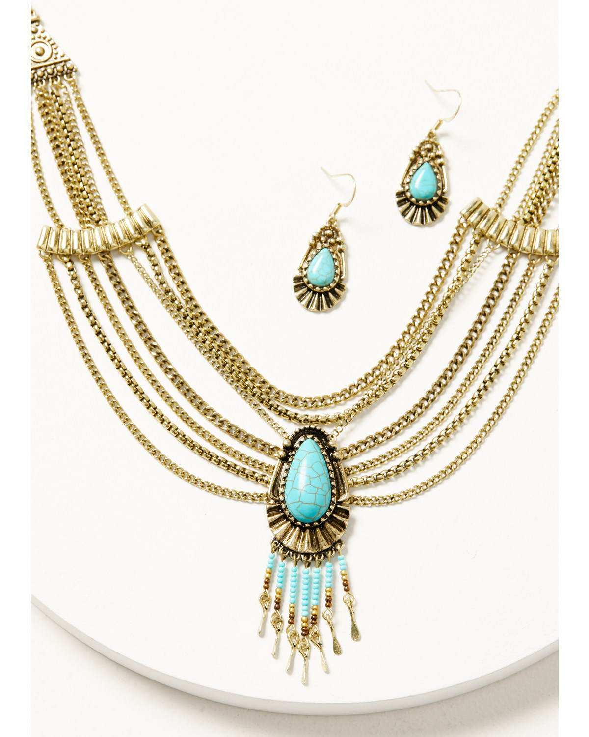 Shyanne Women's Desert Boheme Chain Necklace and Earring Jewelry Set