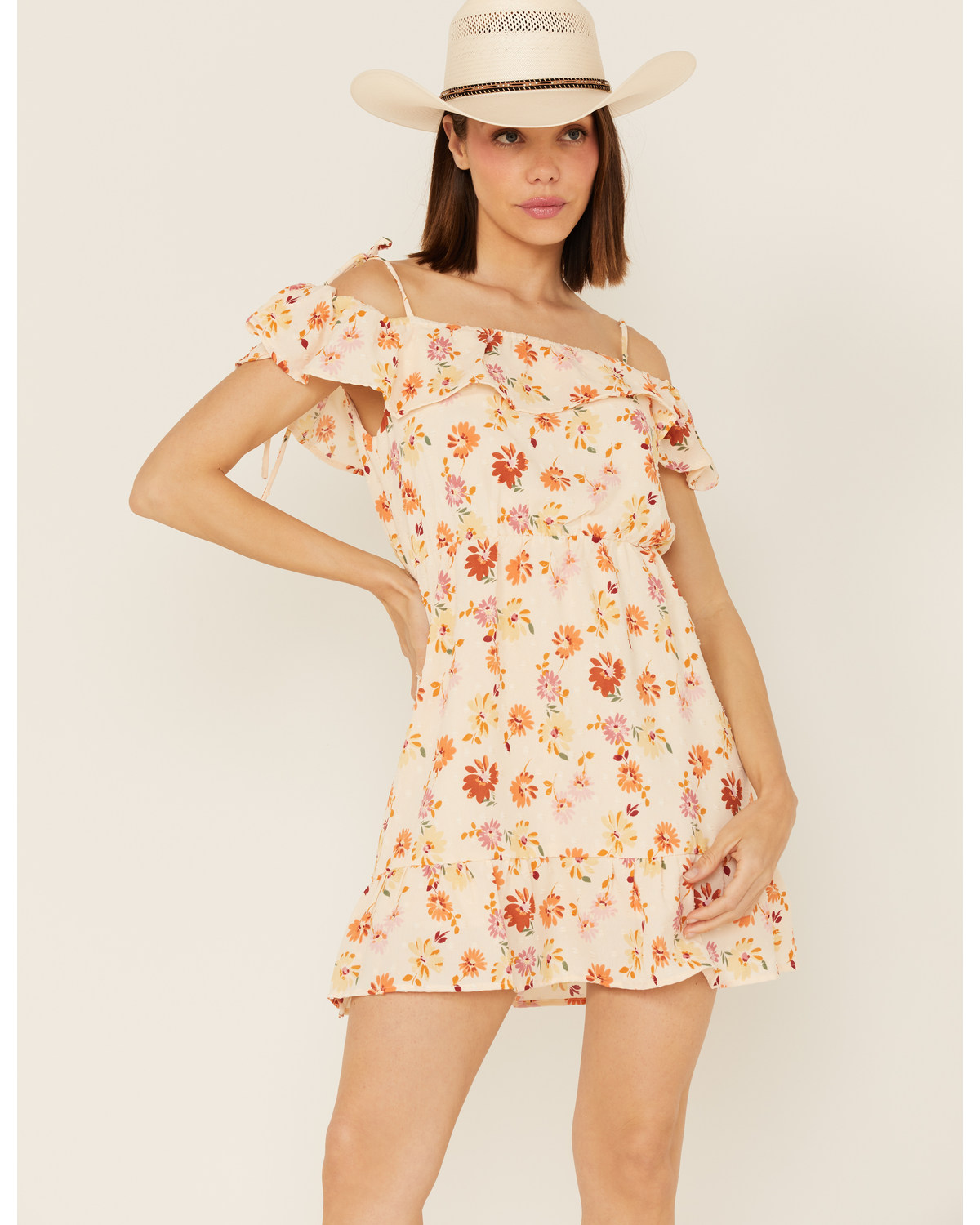 Sadie & Sage Women's Floral Print Moments of Joy Peplum Mini Dress