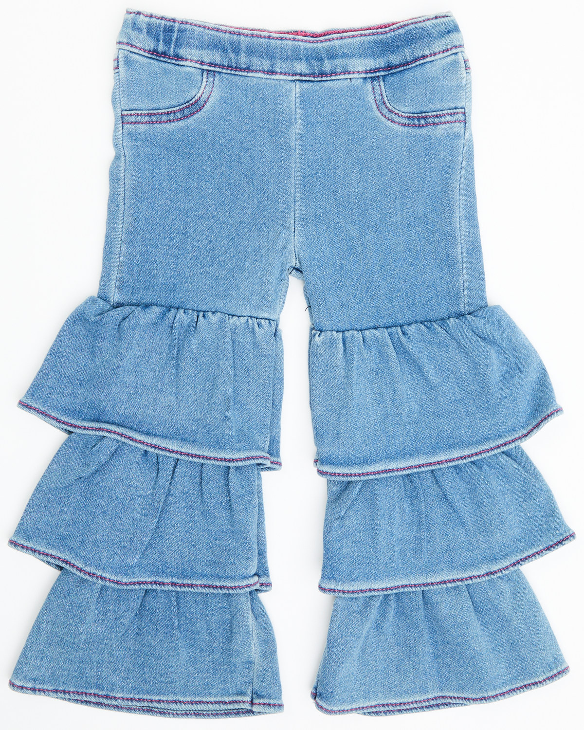 Wrangler Toddler Girls' Makenna Light Wash Tiered Stretch Flare Jeans