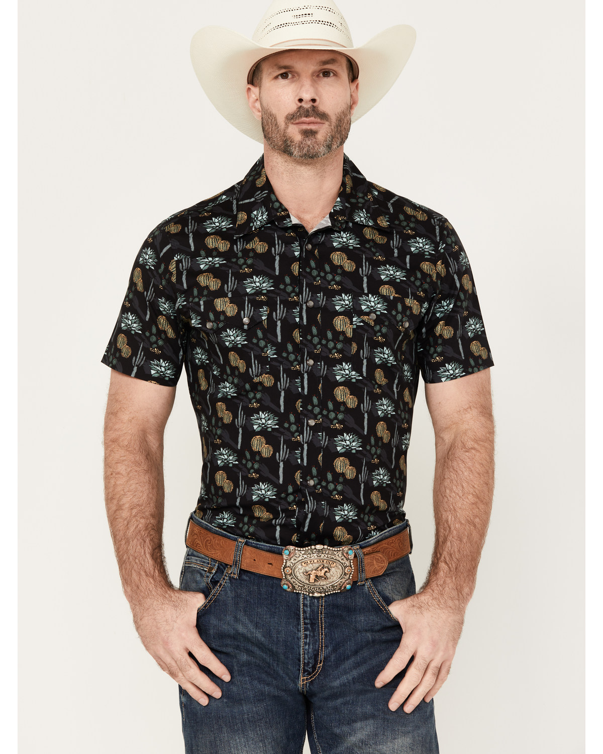 Rock & Roll Denim Men's Cactus Short Sleeve Western Snap Shirt