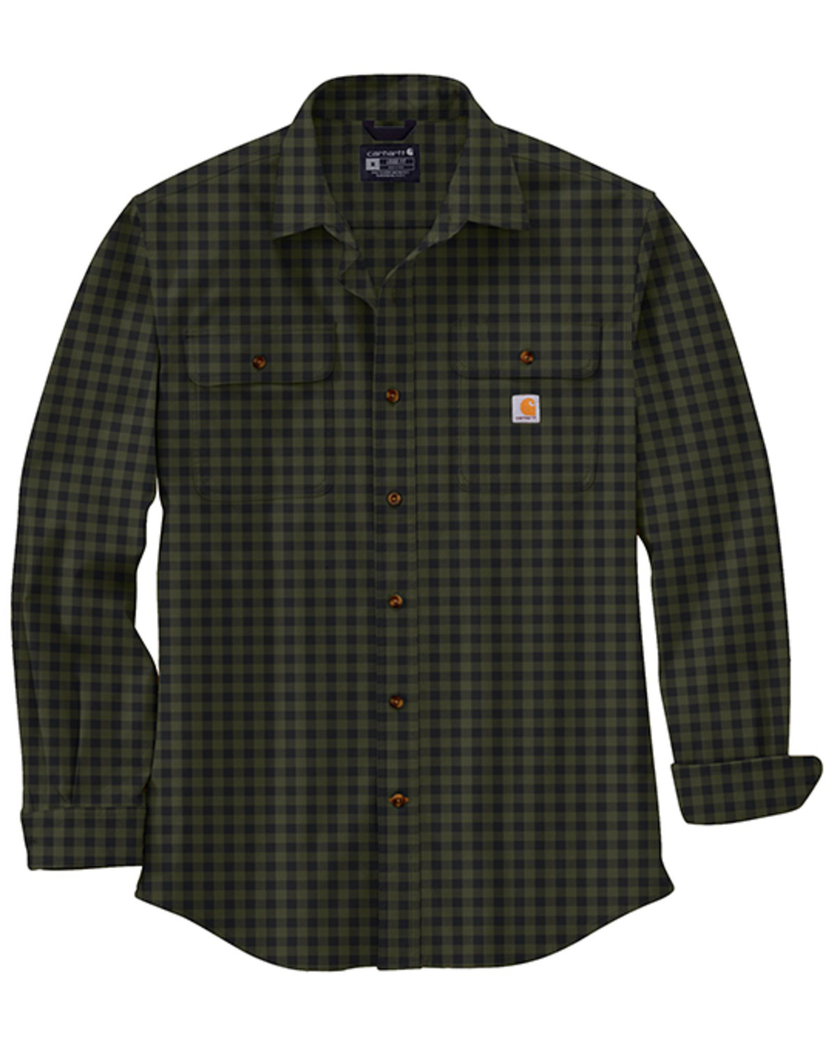 Carhartt men's hubbard plaid long sleeve button down shirt on sale