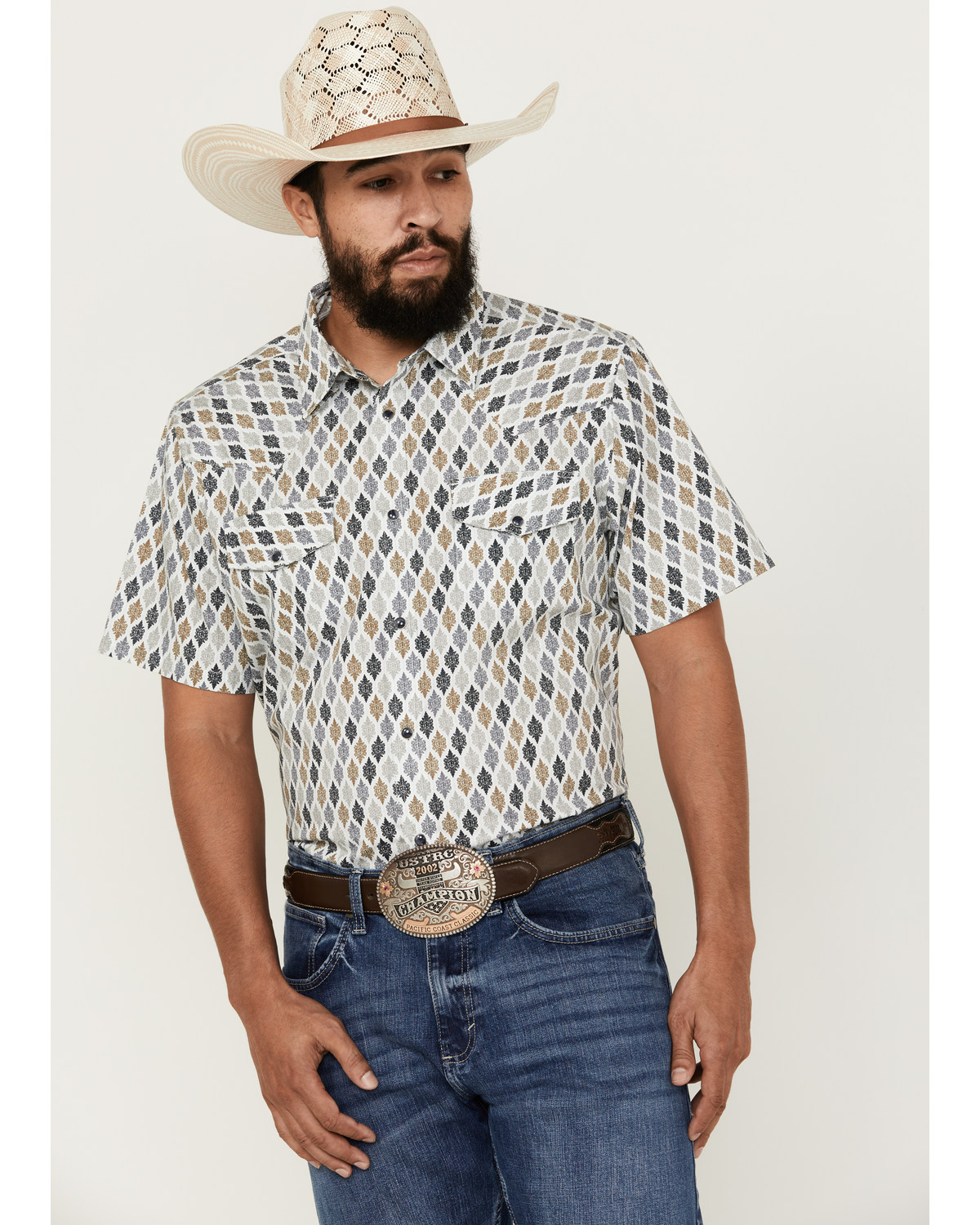 Gibson Men's Geo Print Short Sleeve Button Down Western Shirt