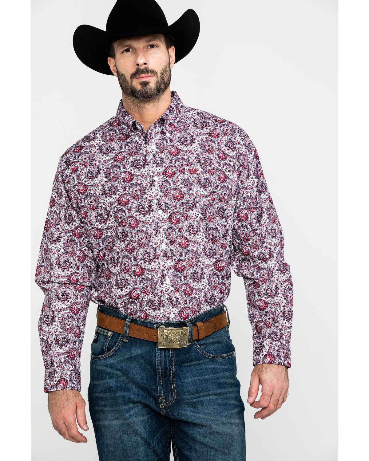 Cinch Men S White Floral Paisley Print Long Sleeve Western Shirt