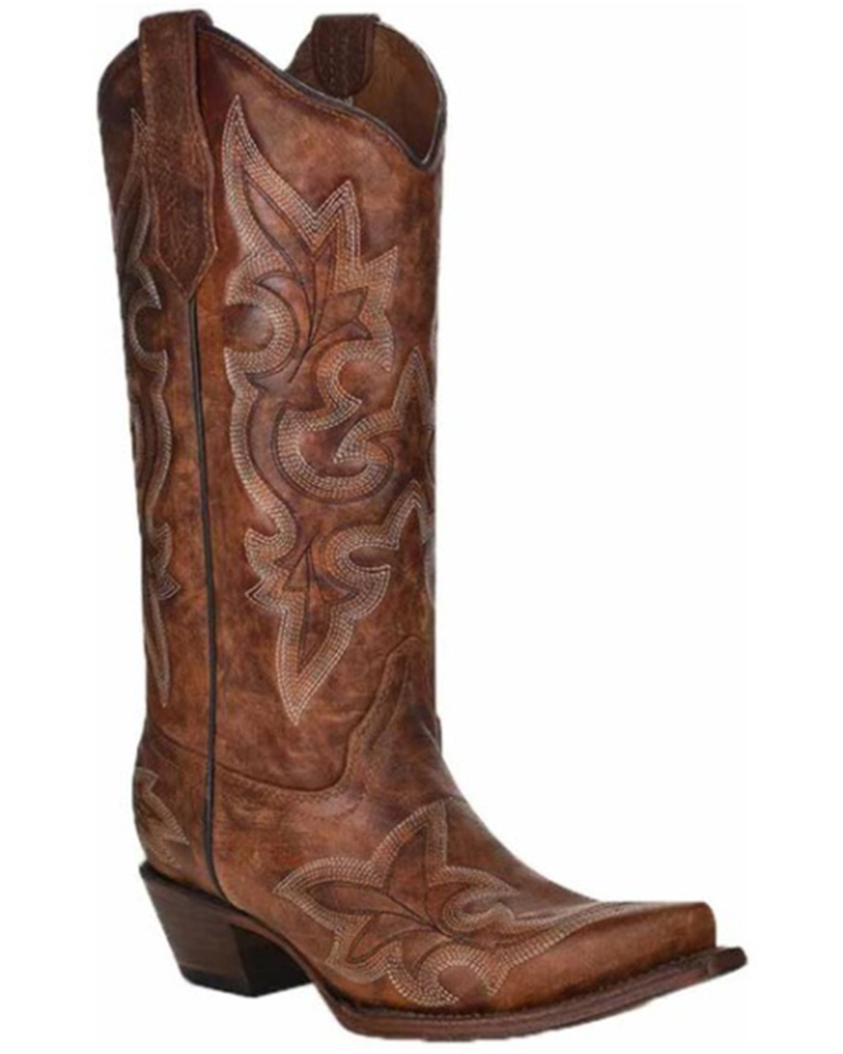 Circle G Women's Tan Embroidery Western Boots - Snip Toe