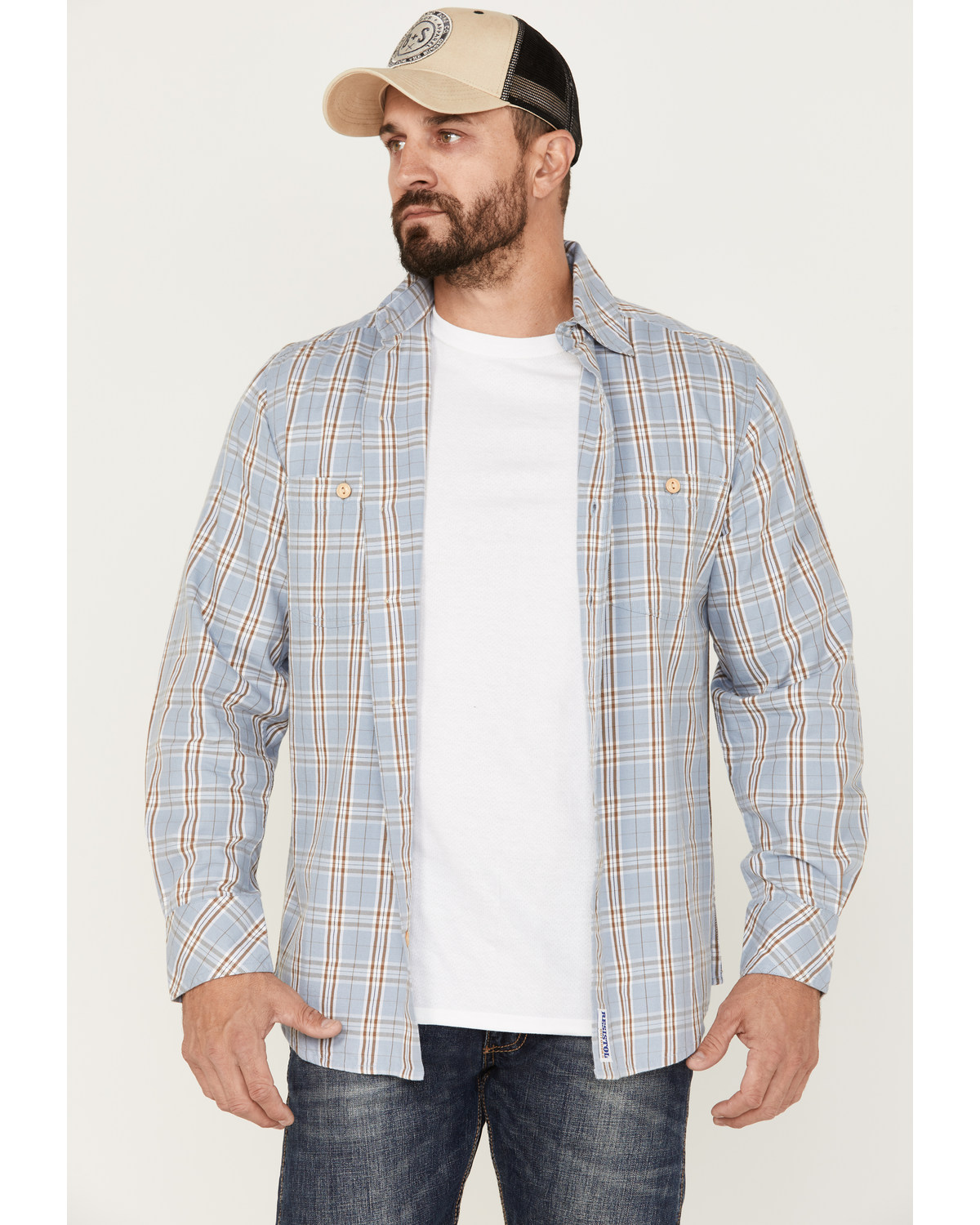 Resistol Men's Dakota Medium Plaid Print Long Sleeve Button Down Shirt