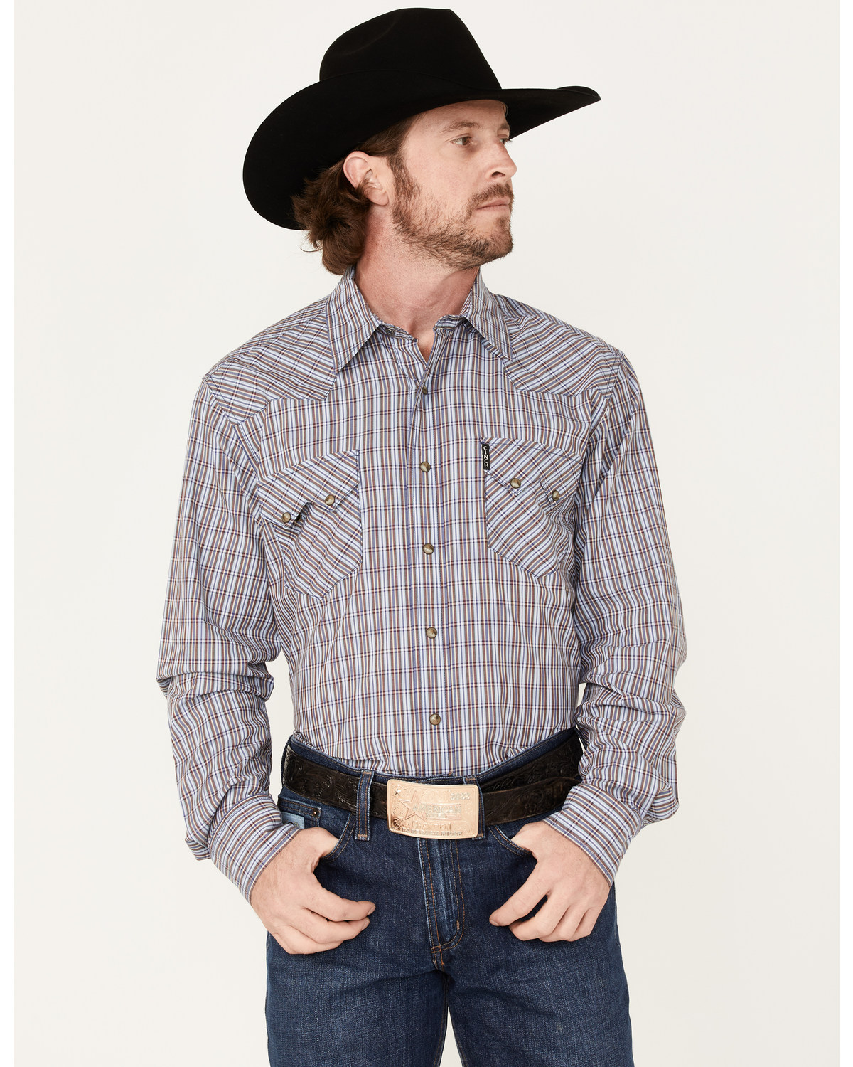 Cinch Men's Modern Fit Small Plaid Snap Western Shirt