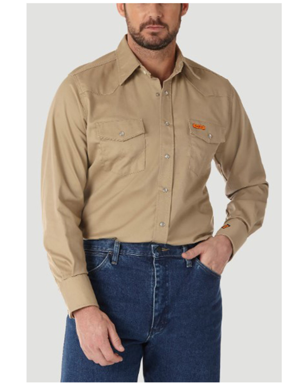 Wrangler Men's FR Long Sleeve Snap Western Work Shirt