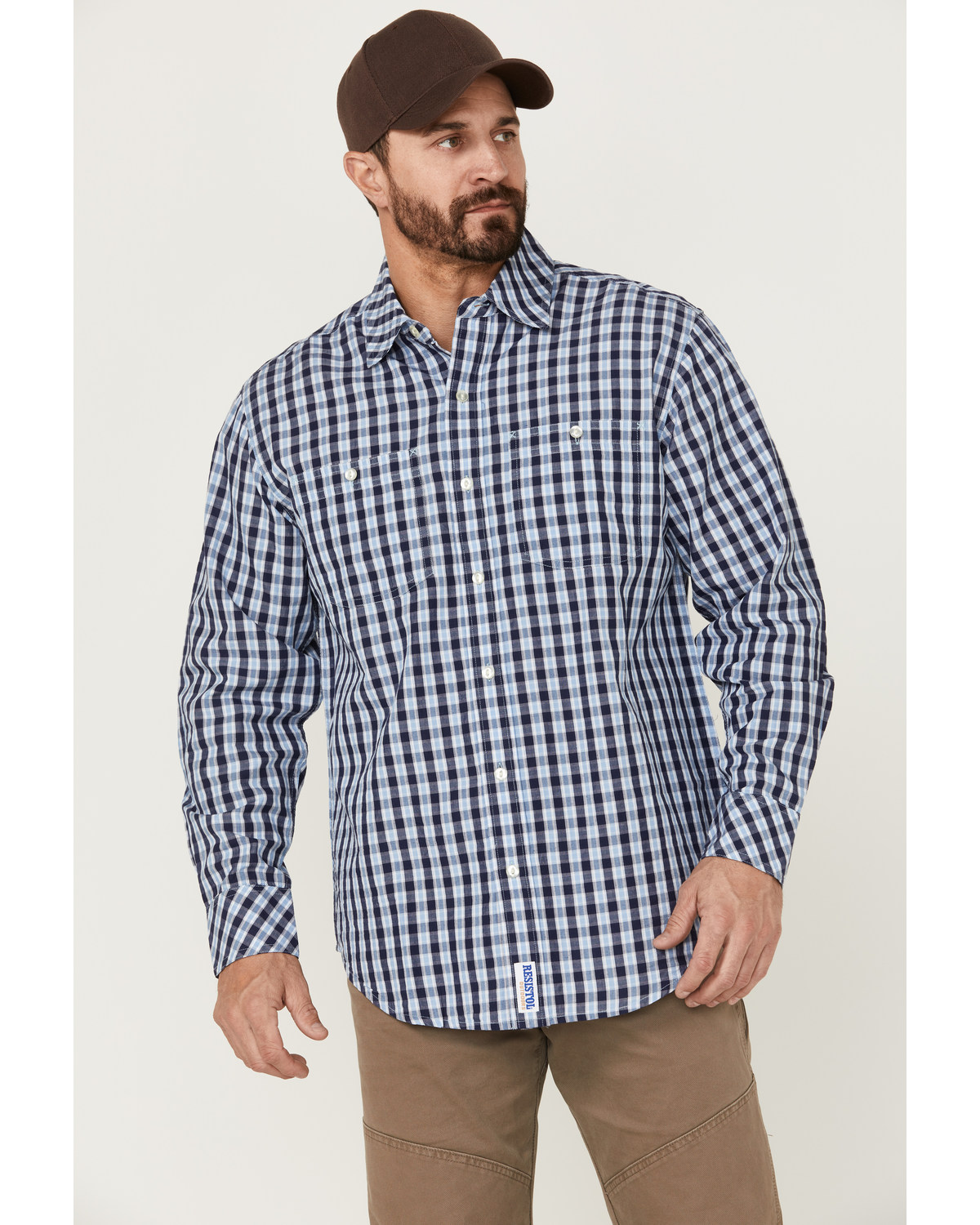 Resistol Men's Haven Small Plaid Print Long Sleeve Button Down Western Shirt