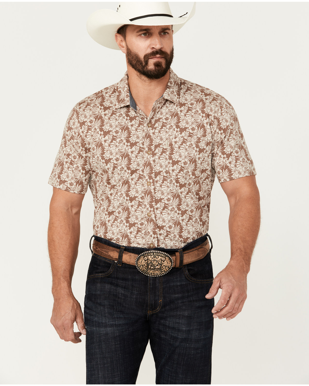 Ariat Men's Retro Floral Print Short Sleeve Button-Down Stretch Western Shirt