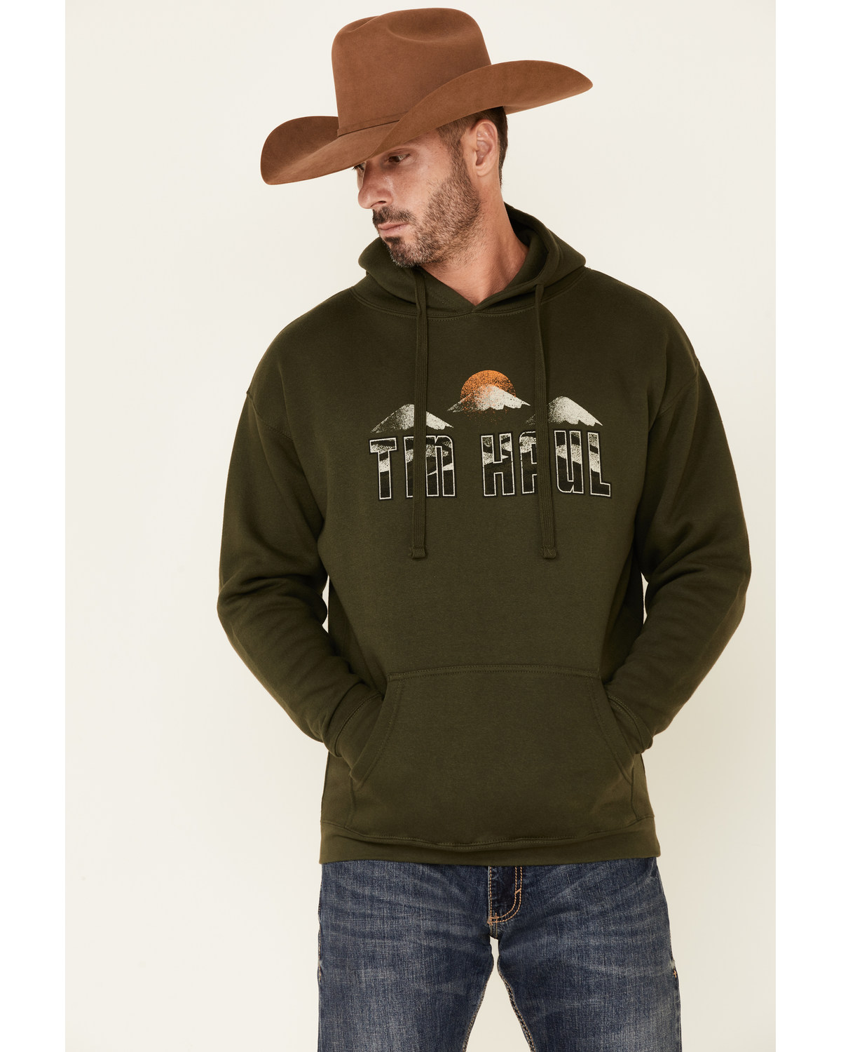 Tin Haul Men's Green Mountain Caps Logo Graphic Hooded Sweatshirt