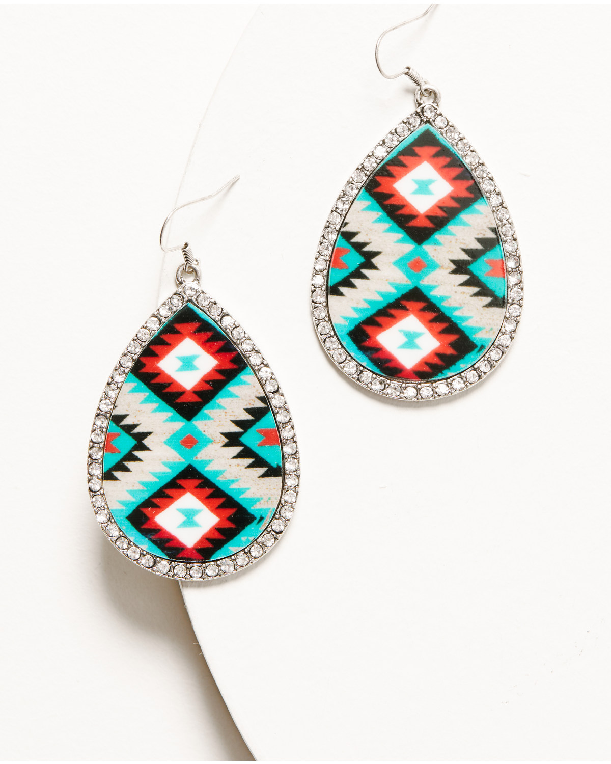 Shyanne Women's Southwestern Print Teardrop Rhinestone Chandelier Earrings