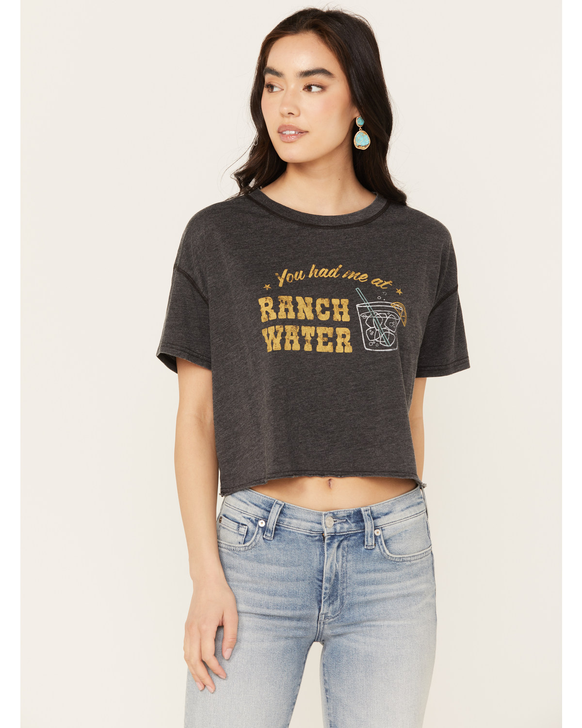 White Crow Women's You Had Me At Ranch Water Short Sleeve Cropped Graphic Tee