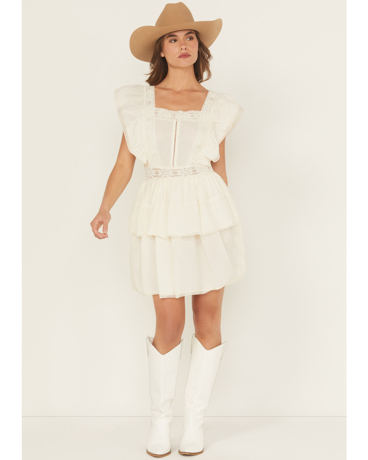 Rock & Roll Denim Women's Solid Flutter Sleeve Mini Dress