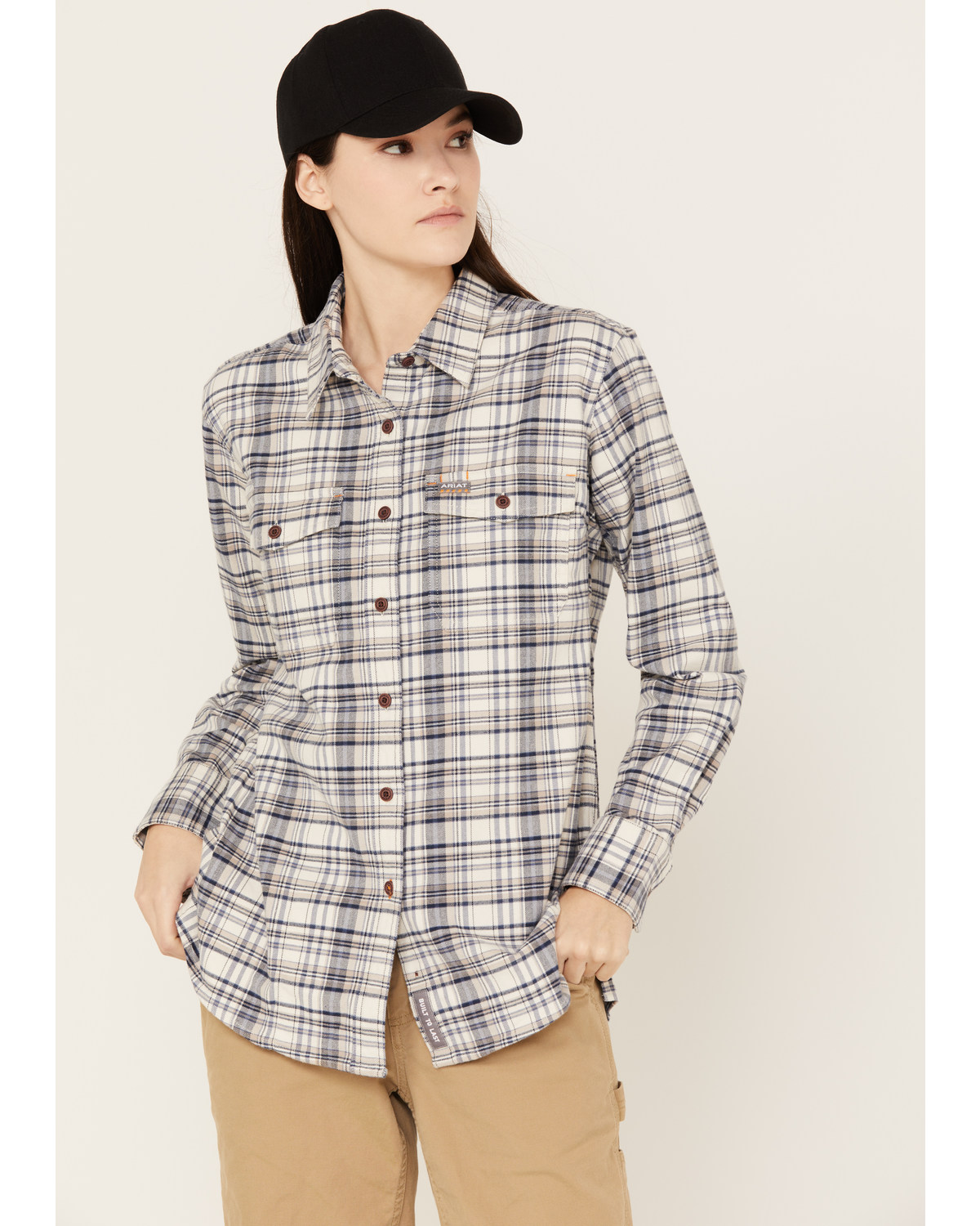 Ariat Women's Rebar Flannel Long Sleeve Button Down Plaid Print Work Shirt